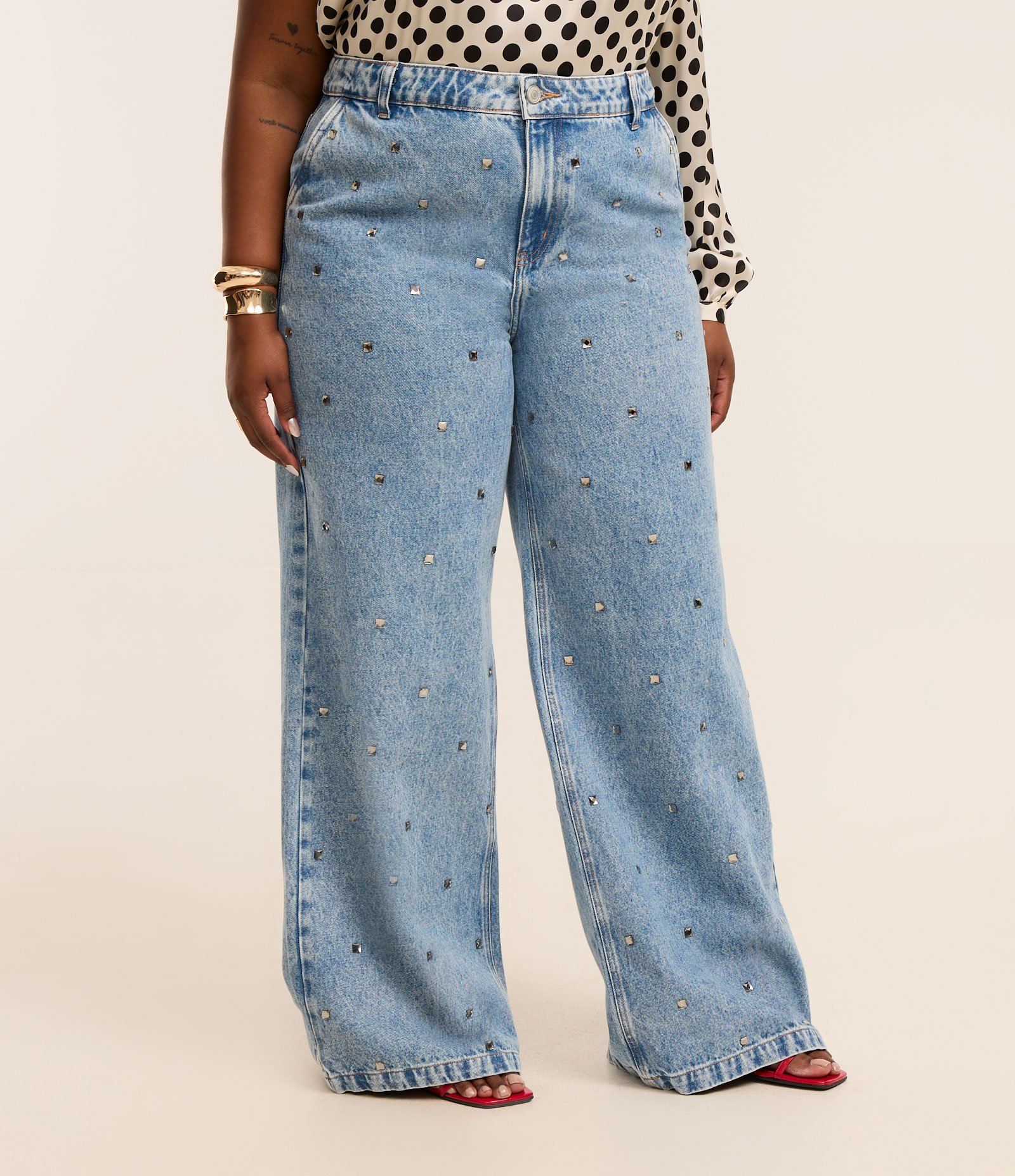 Calça Wide Leg Coleção Rita Carreira Curve & Plus Size Azul 4