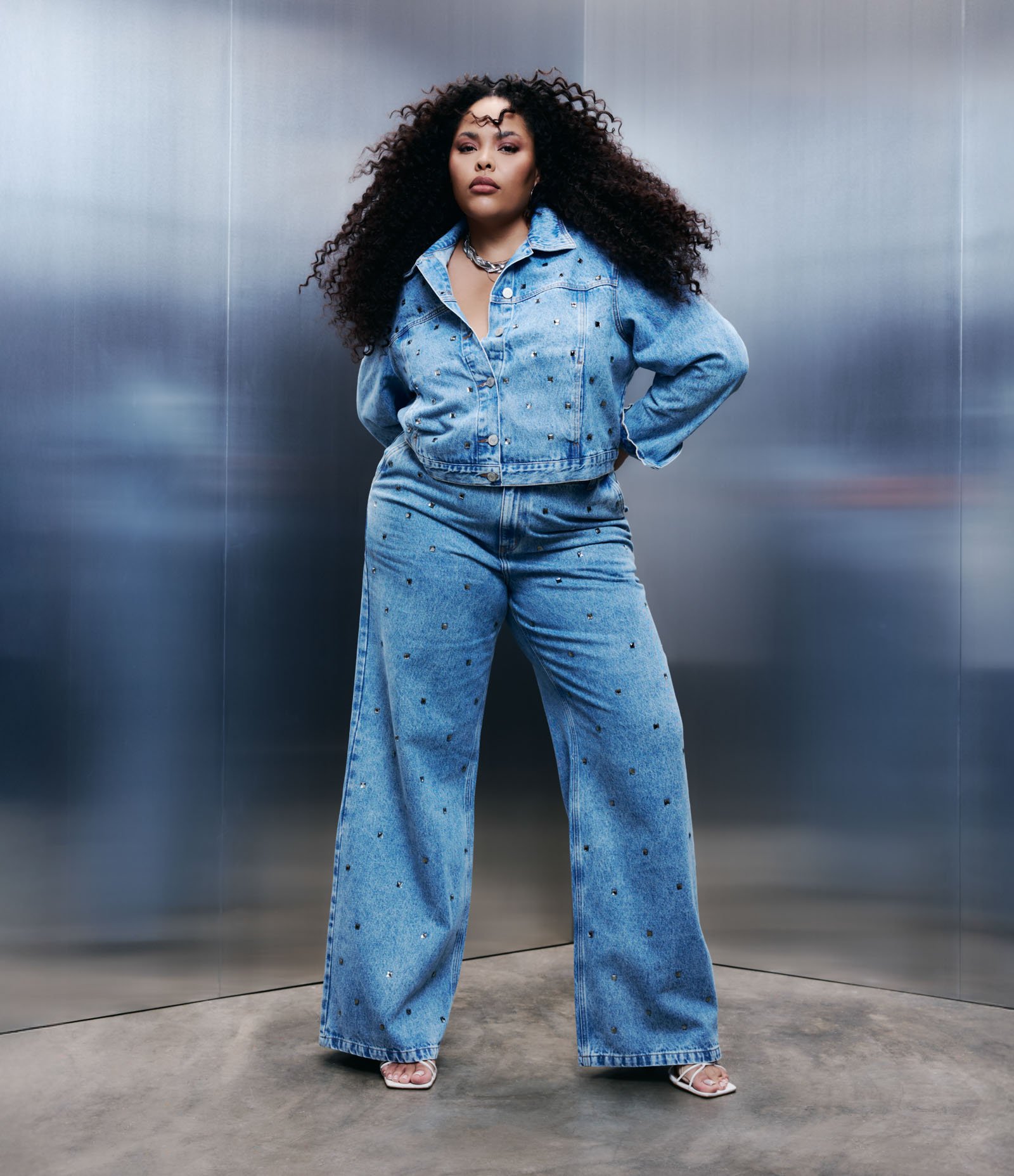 Calça Wide Leg Coleção Rita Carreira Curve & Plus Size Azul 1