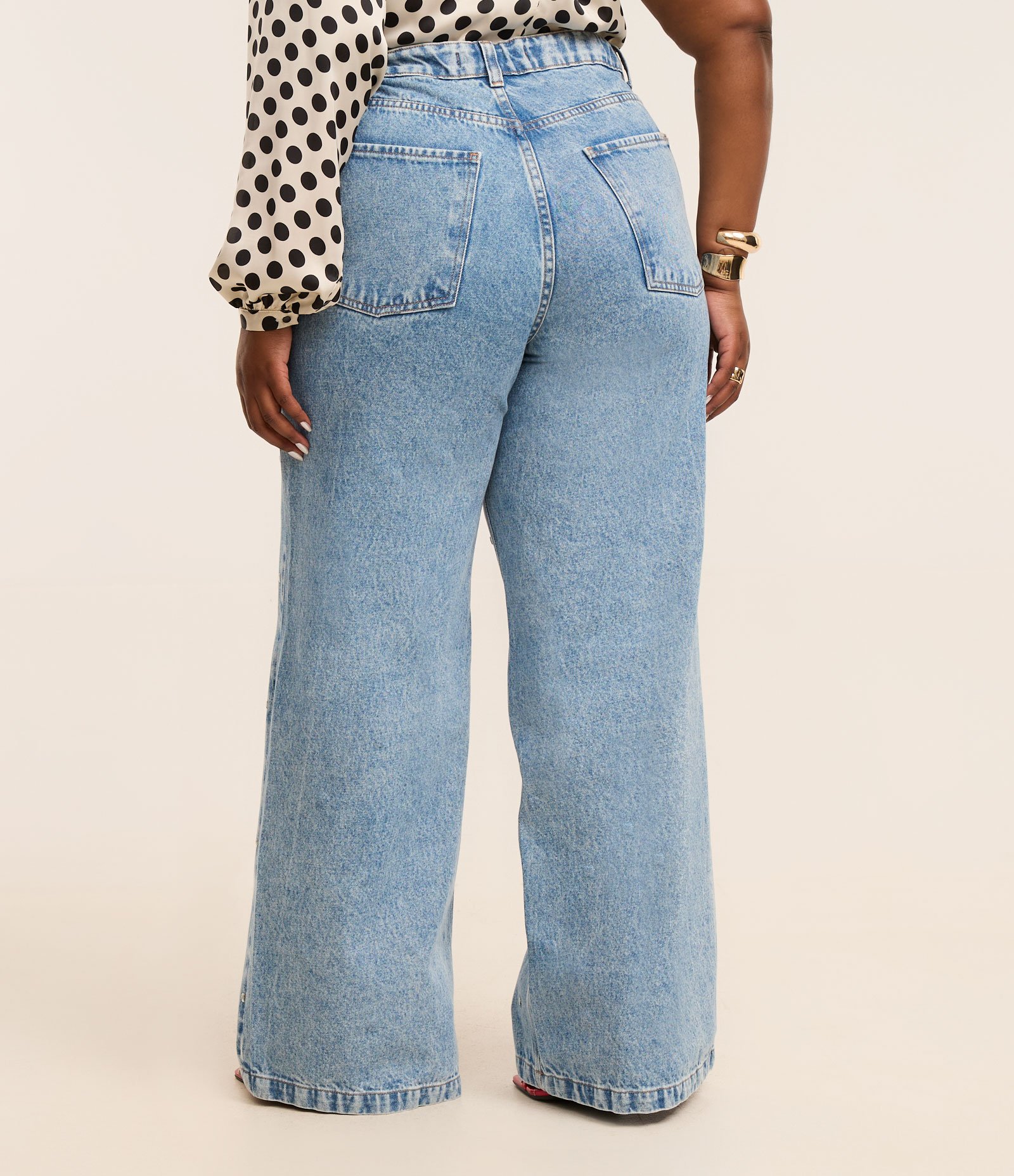 Calça Wide Leg Coleção Rita Carreira Curve & Plus Size Azul 5