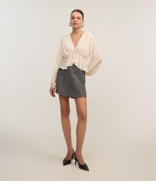 Short Saia Cintura Alta em Tweed