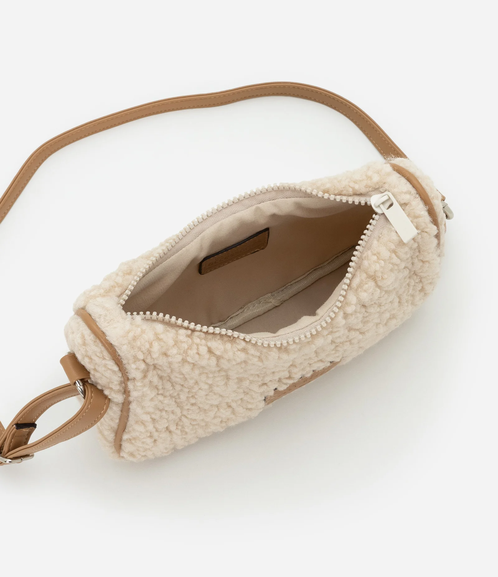 Bolsa Baguete Infantil com Textura em Sherpa - Tam Única Bege 4