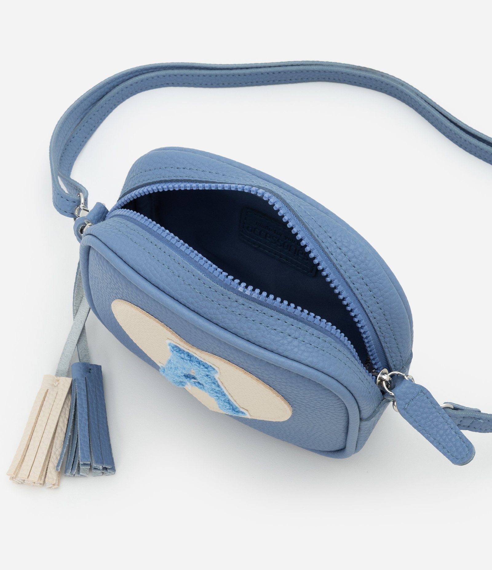 Bolsa Infantil Transversal com Bordado Coração - Tam Único Azul 5