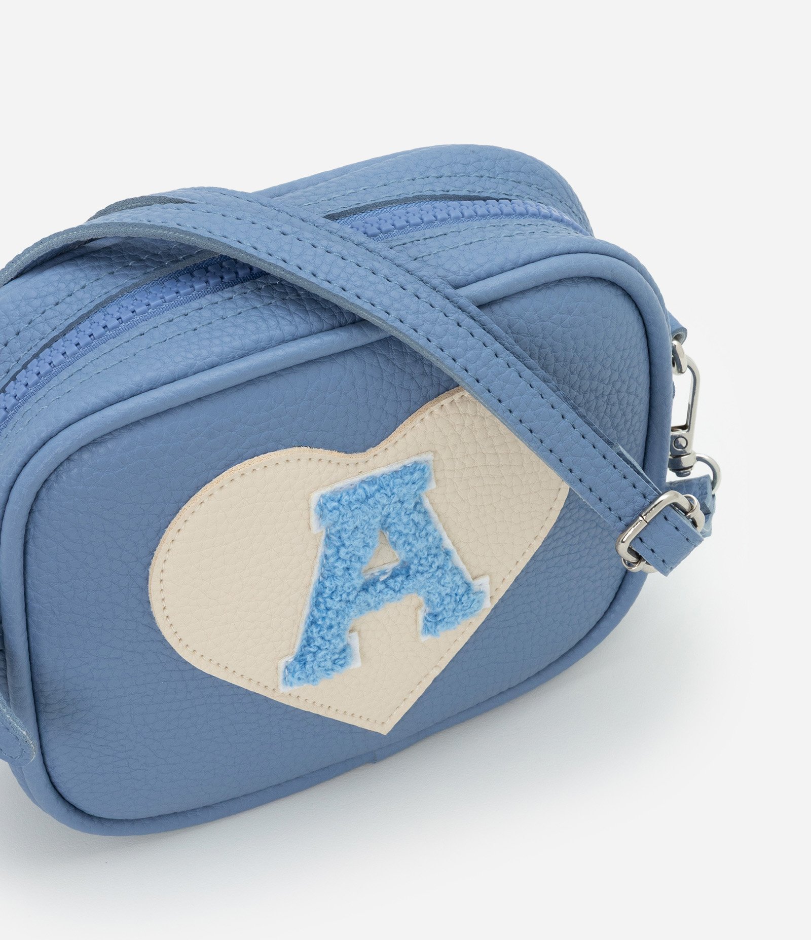 Bolsa Infantil Transversal com Bordado Coração - Tam Único Azul 6