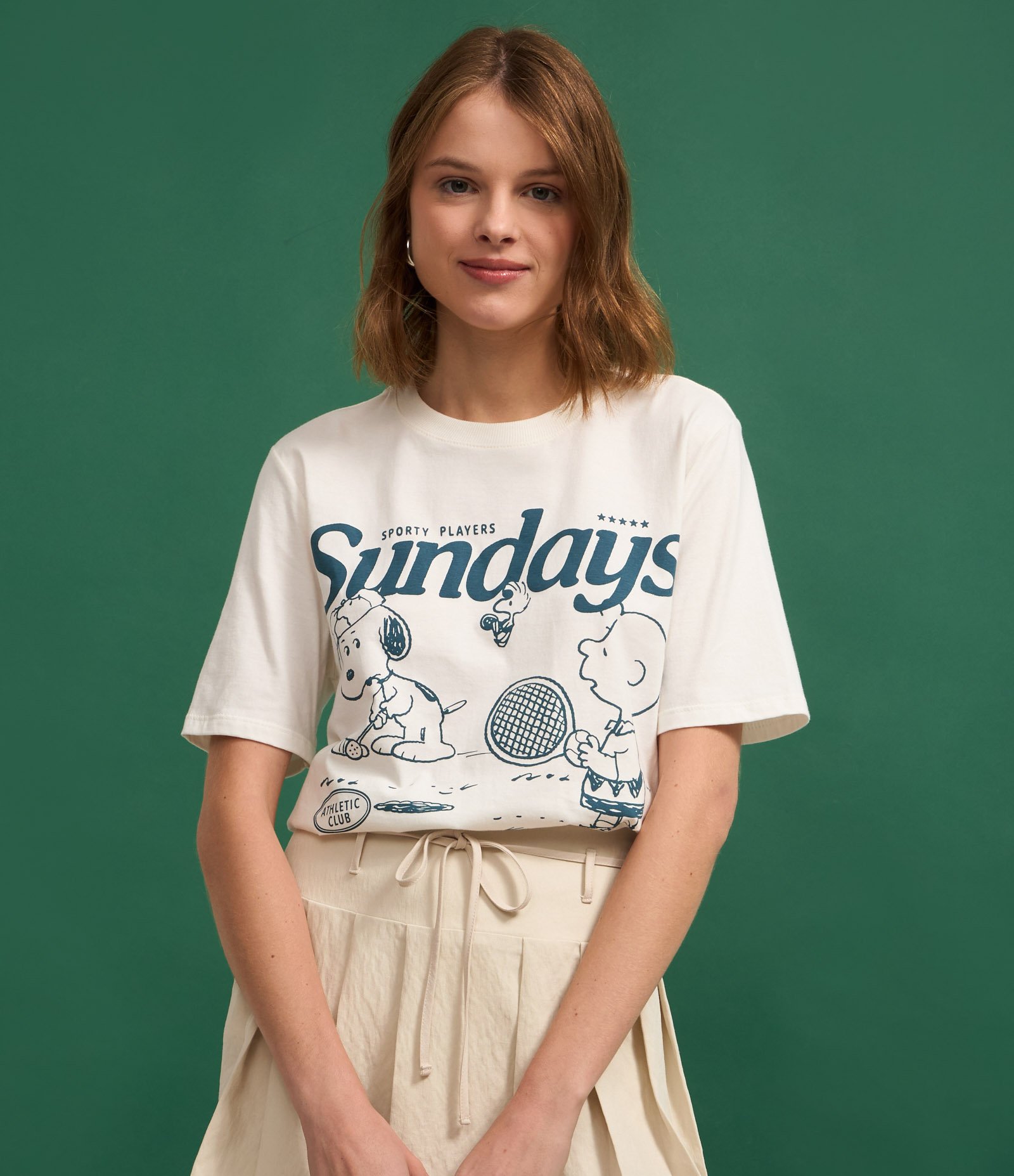 Camiseta em Algodão com Estampa Snoopy Sundays Branco 3