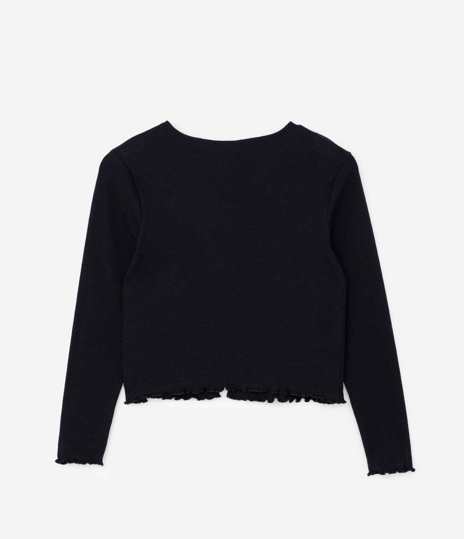 Blusa em Ribana com Amarração Barra Picot Curve & Plus Size Preto 6