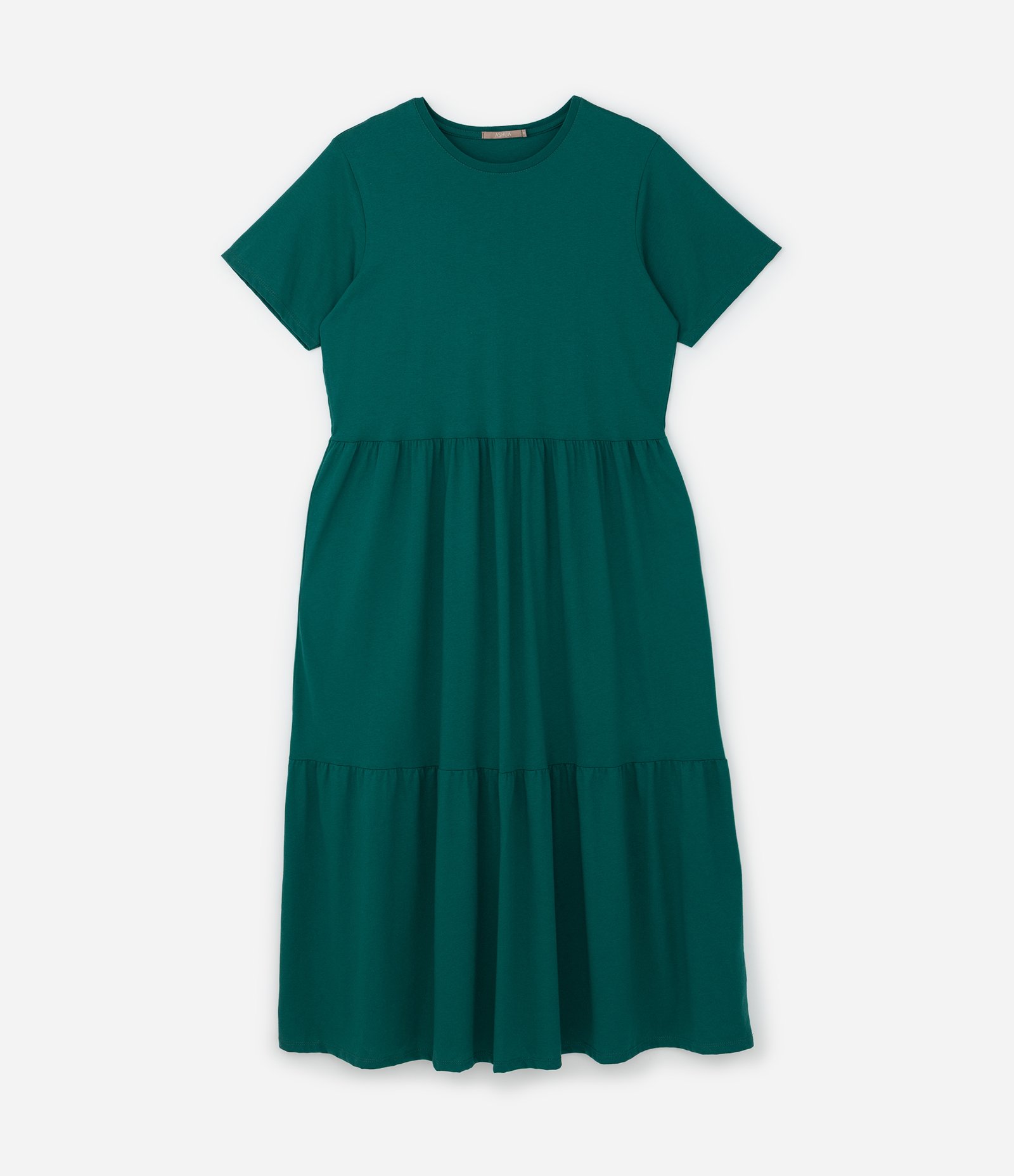 Vestido Midi em Algodão com Babados Curve & Plus Size Verde 5