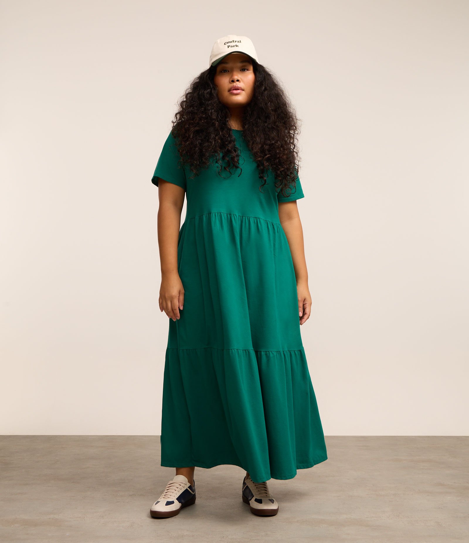 Vestido Midi em Algodão com Babados Curve & Plus Size Verde 1