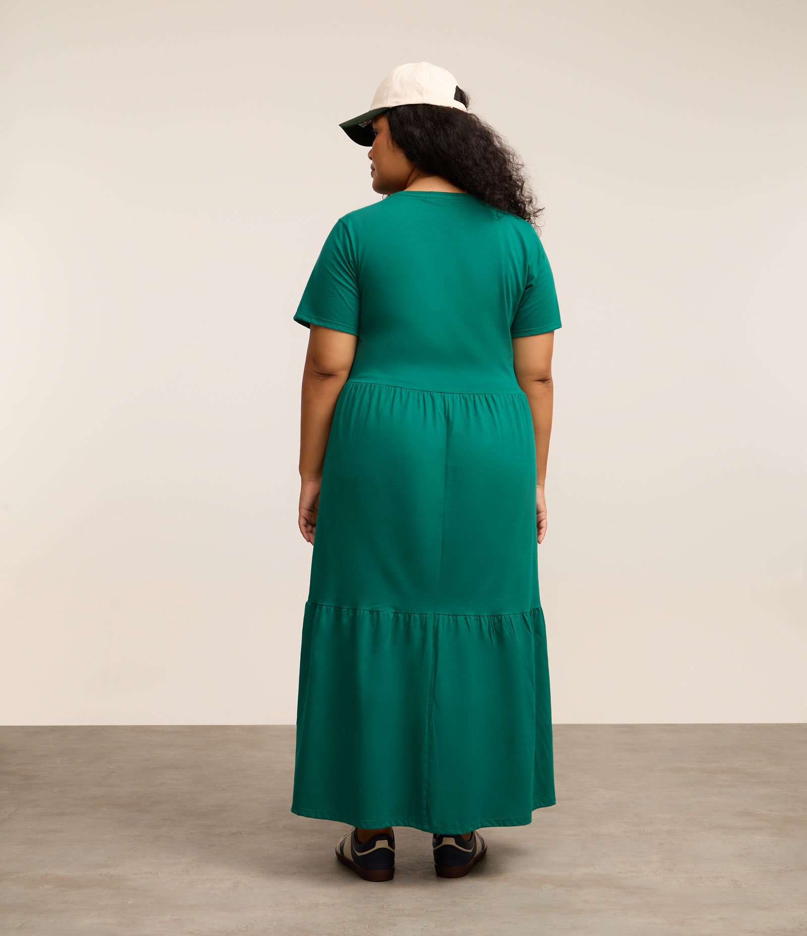 Vestido Midi em Algodão com Babados Curve & Plus Size Verde 2