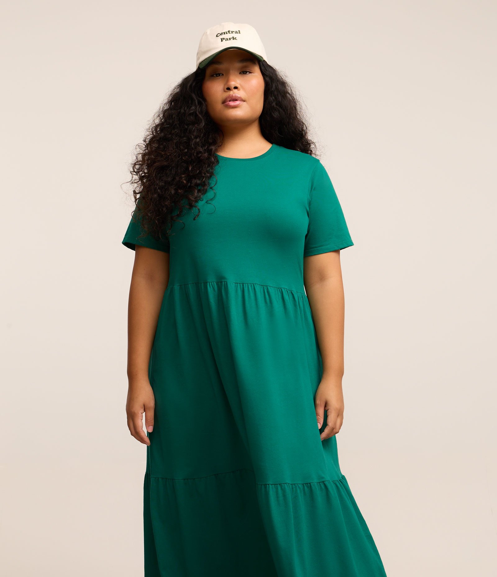 Vestido Midi em Algodão com Babados Curve & Plus Size Verde 3