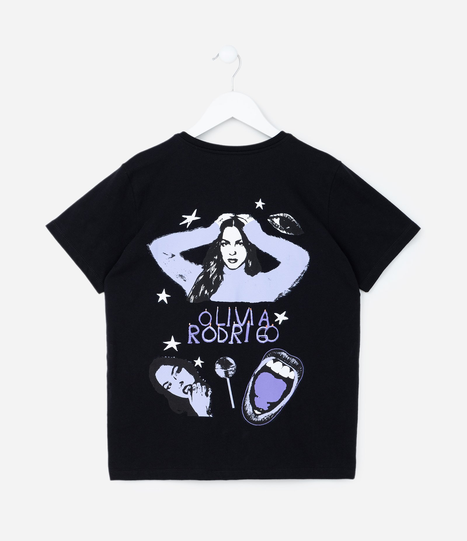 Camiseta Infantil com Estampa Olivia Rodrigo - Tam 5 a 14 Anos Preto 2