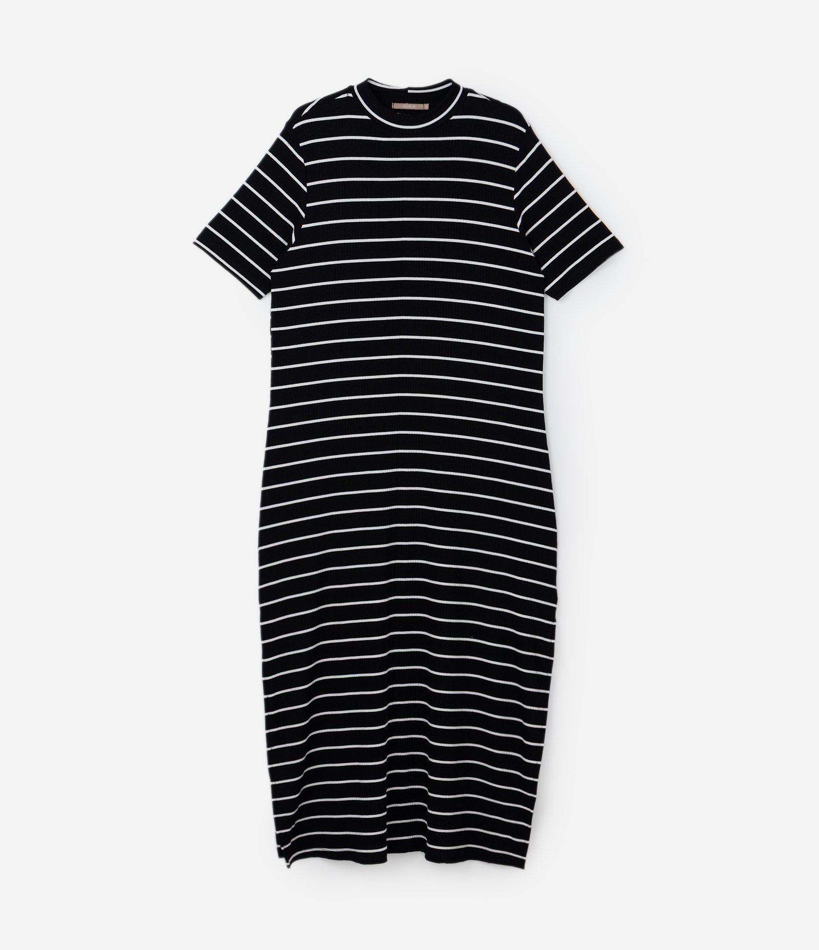 Vestido Midi Canelado em Ribana com Listras Curve & Plus Size Preto/Branco 4