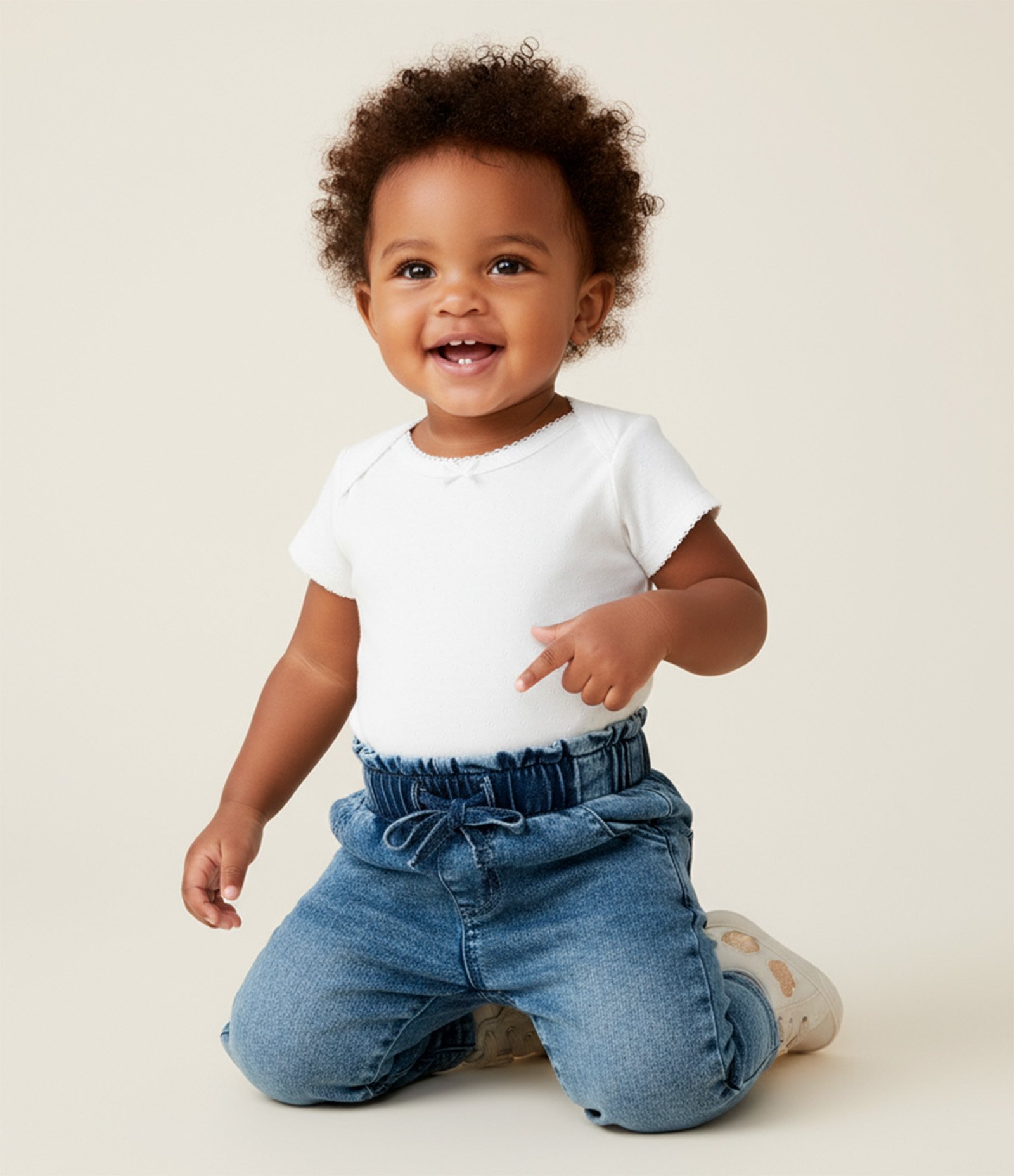 Calça Infantil em Jeans com Elástico na Cintura - Tam 3 a 18 meses Azul 1