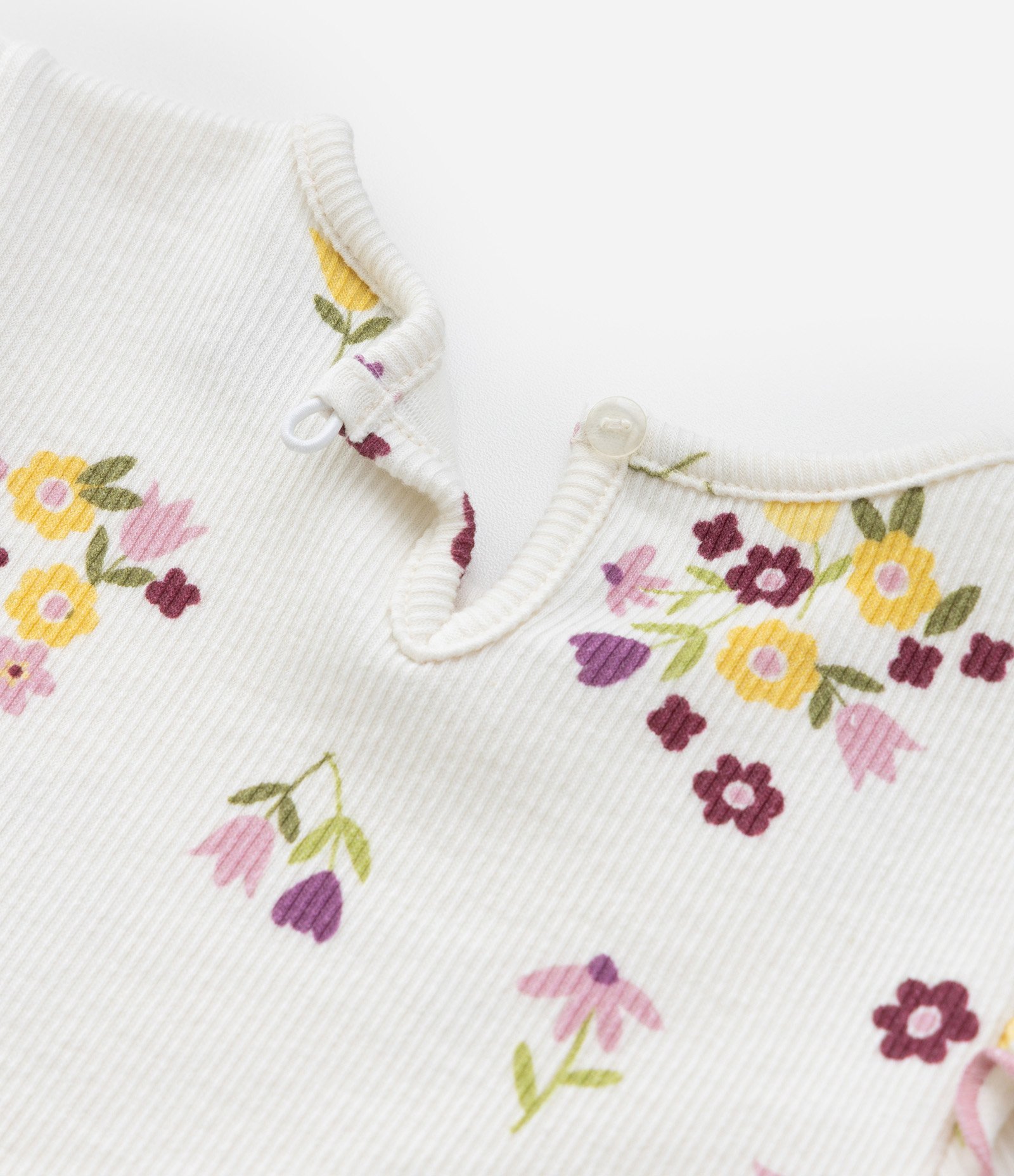Blusa Infantil com Babados e Estampa Floral - Tam 0 a 18 meses Off White 4