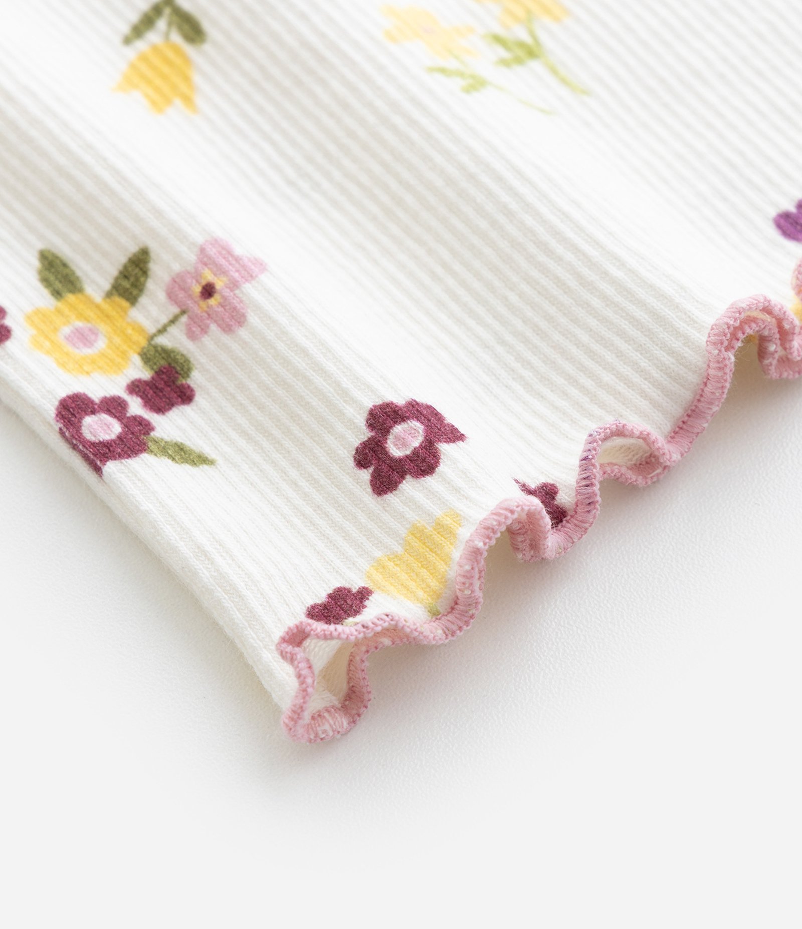 Blusa Infantil com Babados e Estampa Floral - Tam 0 a 18 meses Off White 5