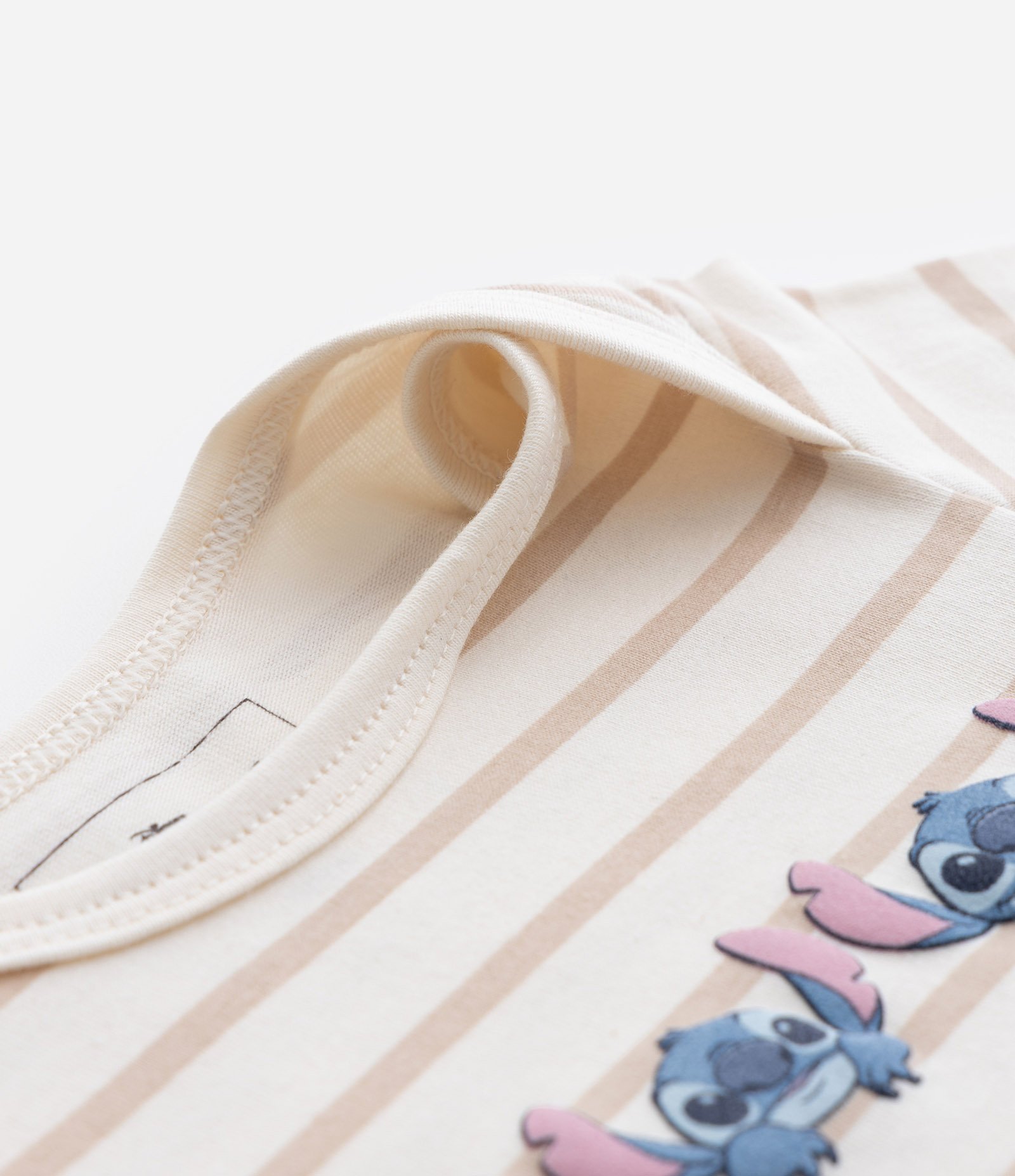 Body Infantil com Estampa Stitch e Listras - Tam RN a 18 meses Bege 4