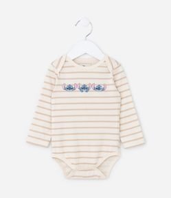 Body Infantil com Estampa Stitch e Listras - Tam RN a 18 meses