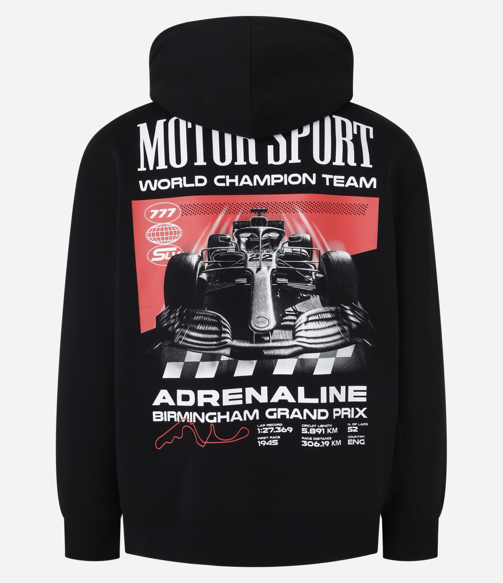 Casaco Relaxed em Fleece com Estampa de Automobilismo Preto 8