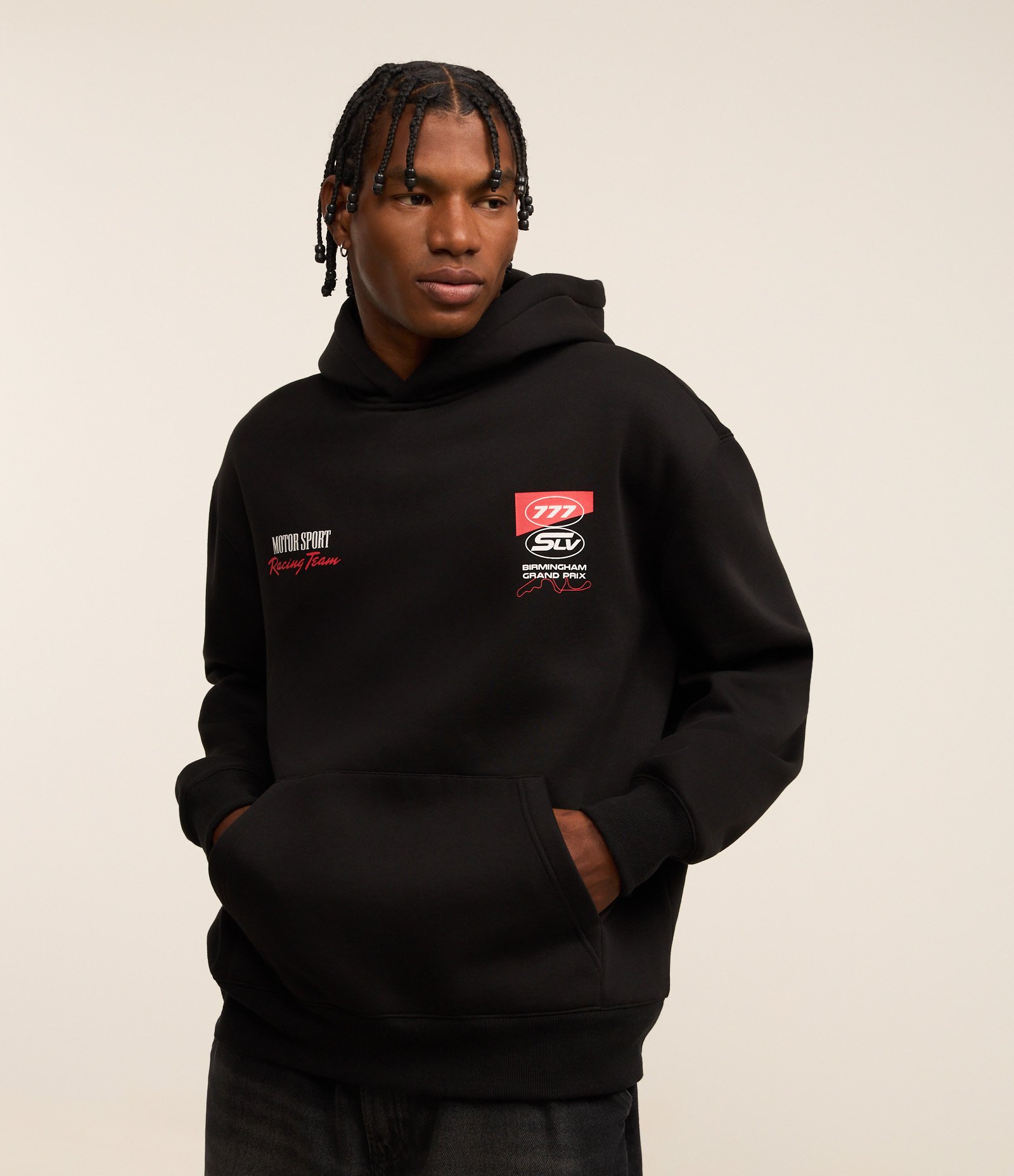 Casaco Relaxed em Fleece com Estampa de Automobilismo Preto 1