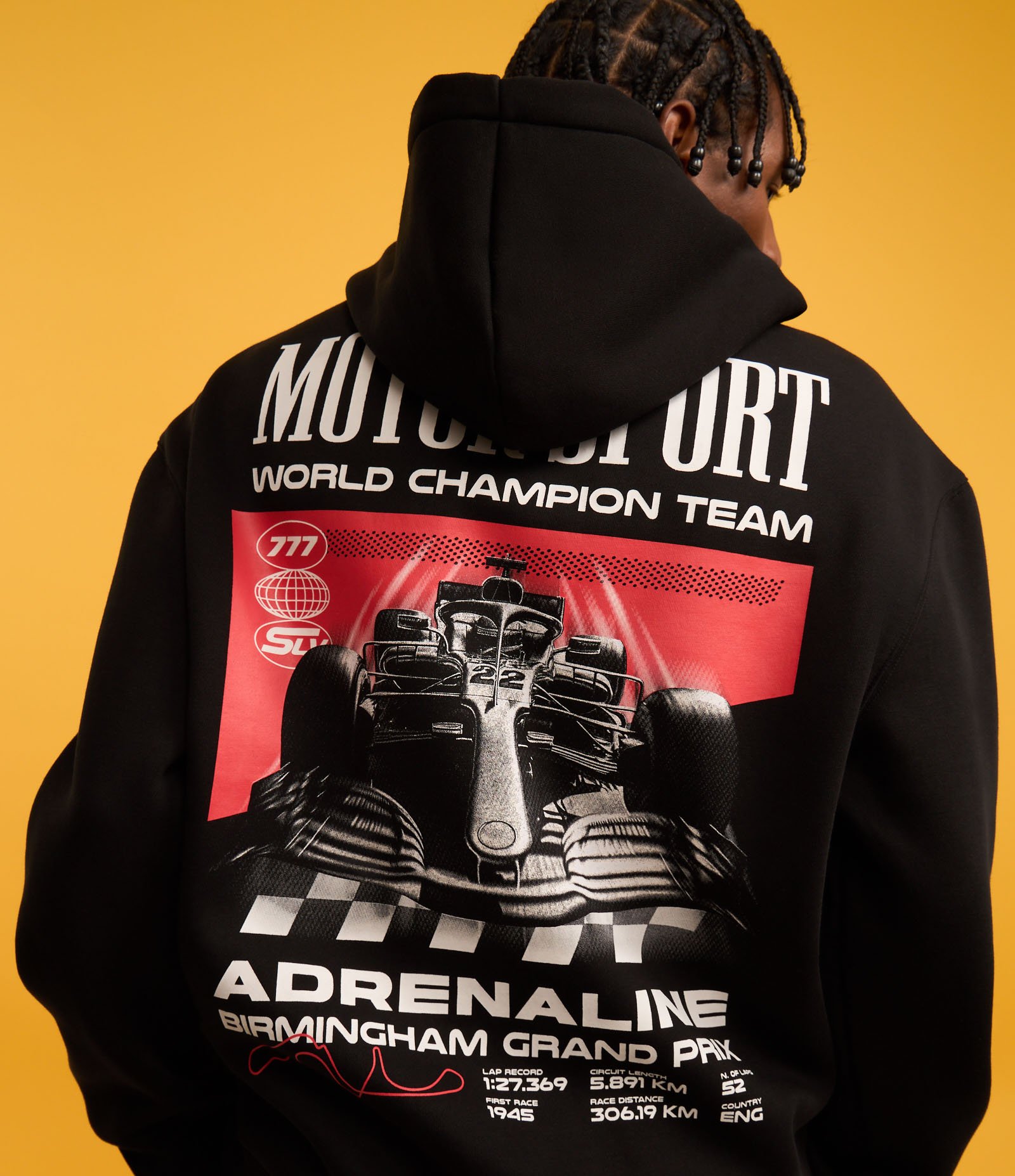 Casaco Relaxed em Fleece com Estampa de Automobilismo Preto 2