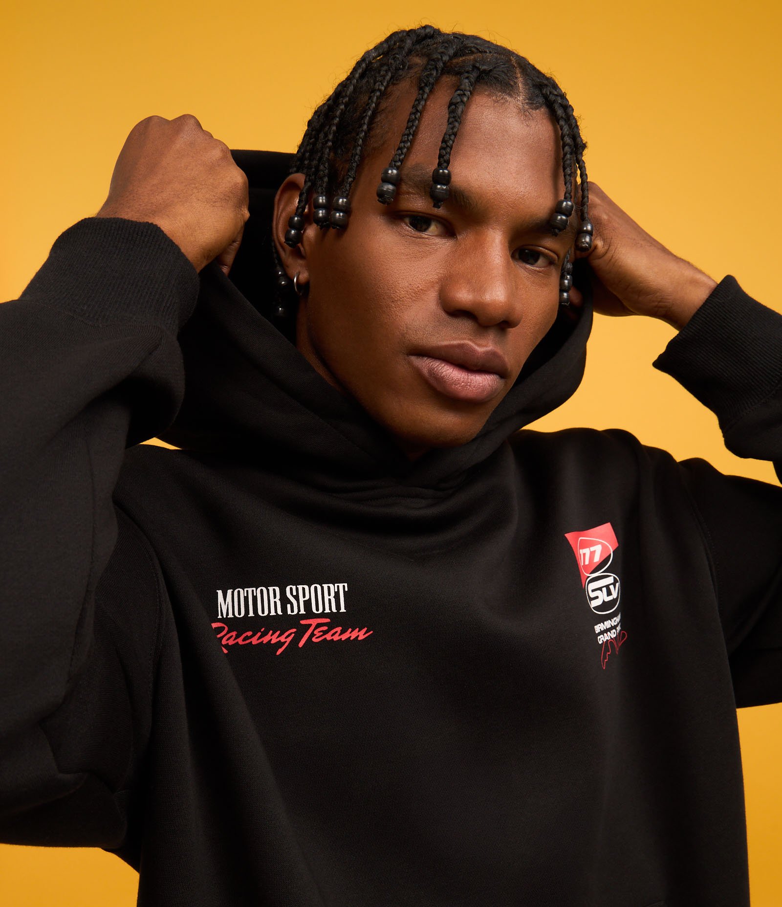 Casaco Relaxed em Fleece com Estampa de Automobilismo Preto 4