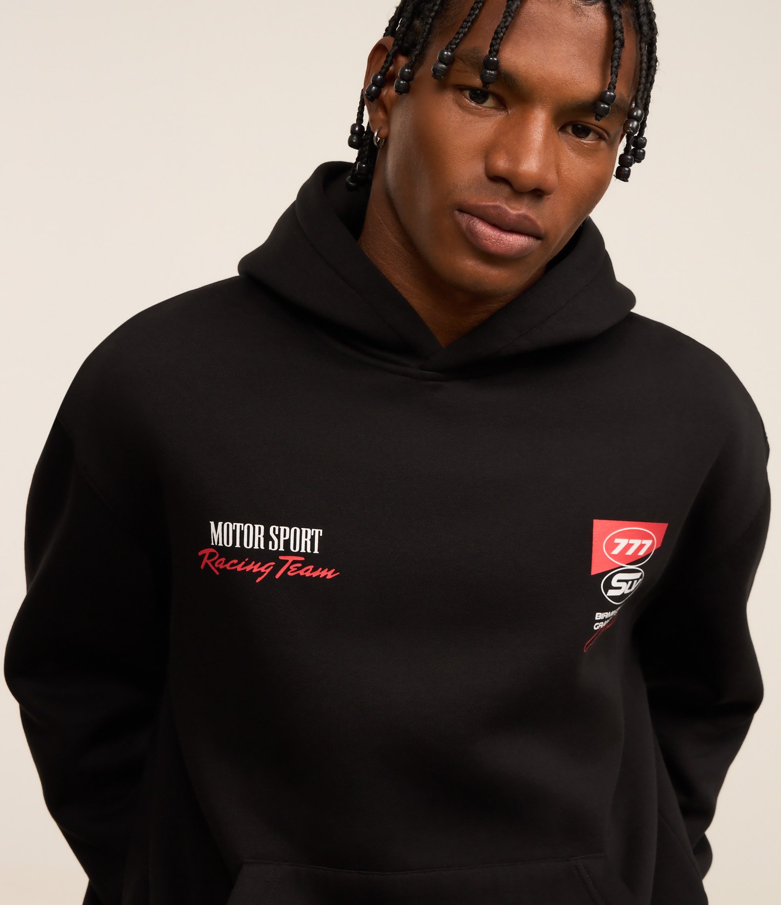 Casaco Relaxed em Fleece com Estampa de Automobilismo Preto 6