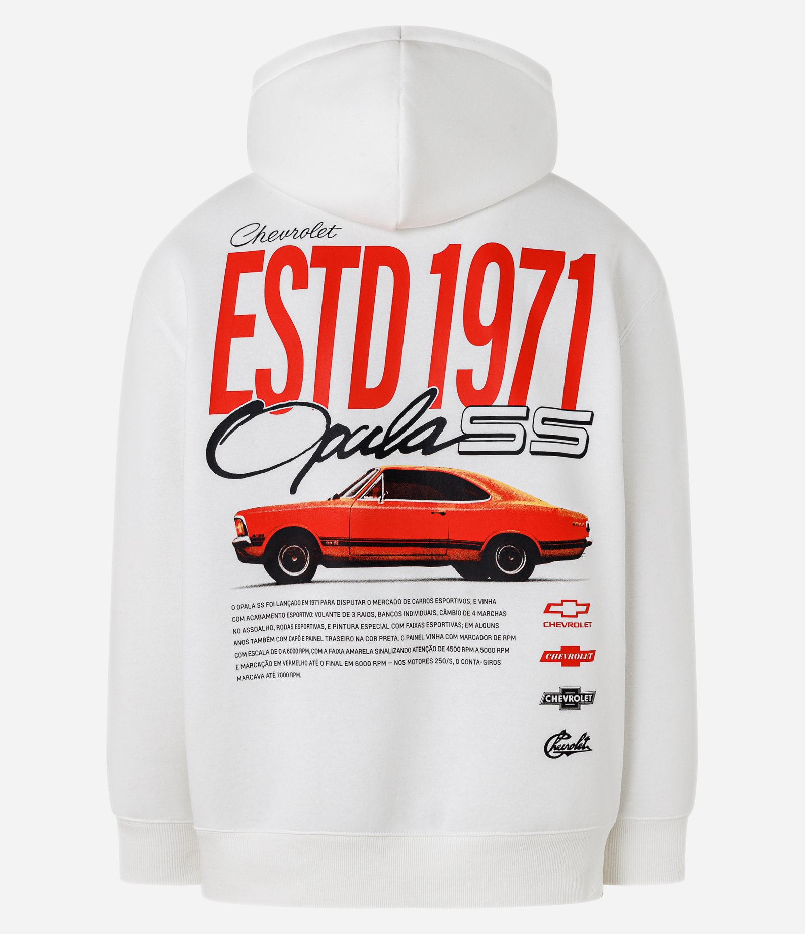 Casaco Relaxed em Fleece com Felpa com Estampa Lettering Carro Chevrolet Off White 7