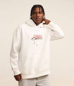 Casaco Relaxed em Fleece com Felpa com Estampa Lettering Carro Chevrolet