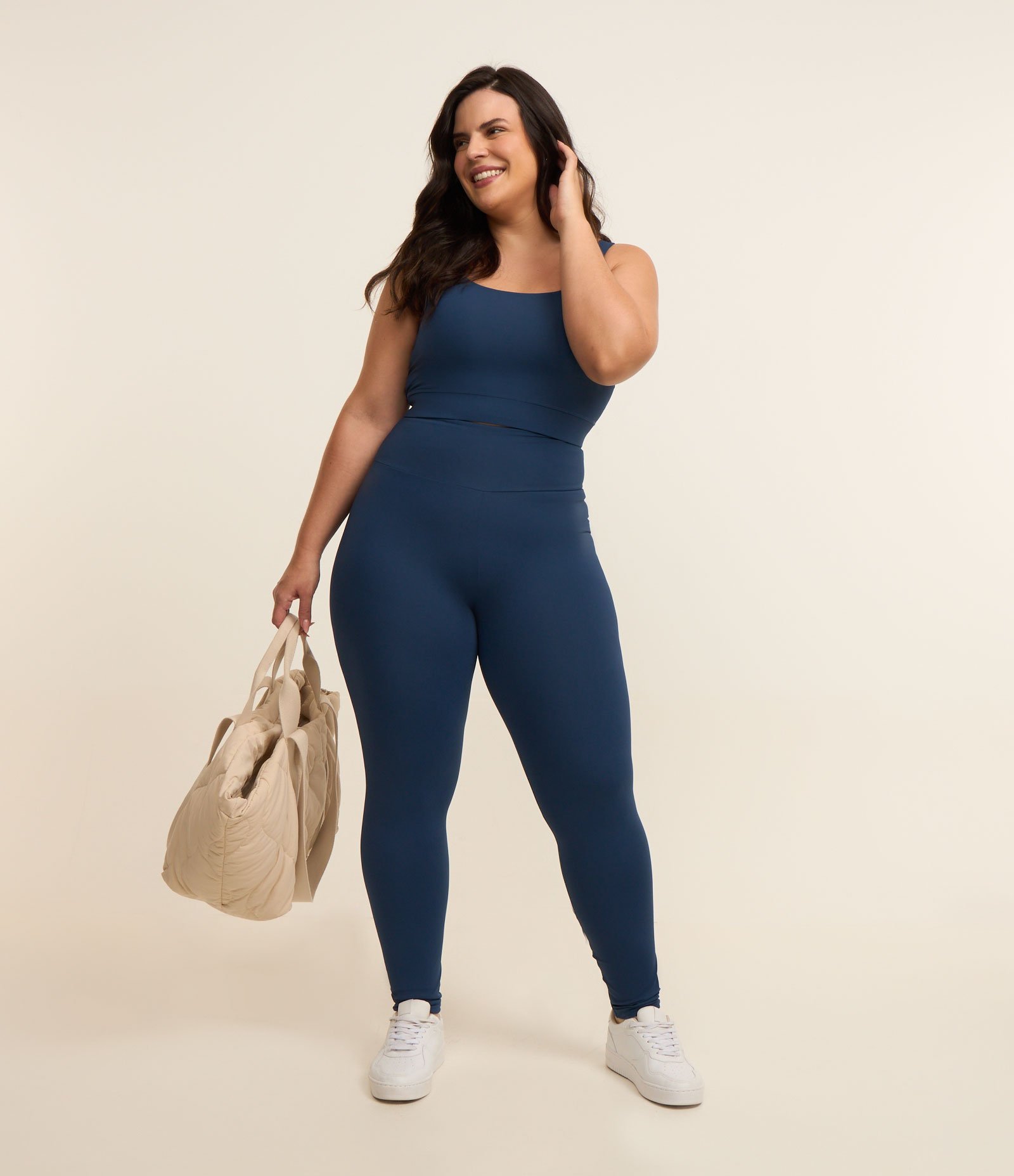 Legging Esportiva Tecnologia Dry Cós Alto Curve e Plus Size Azul 1