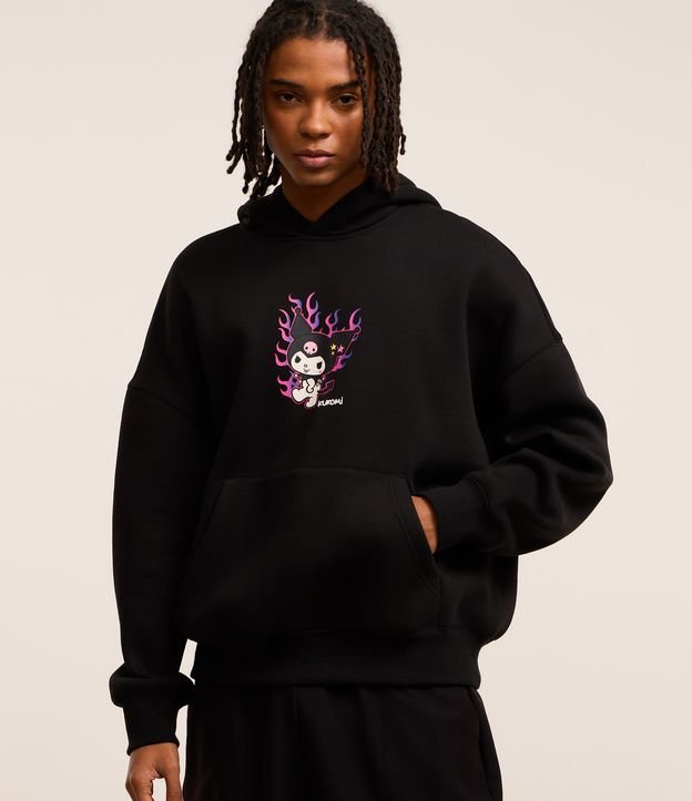 Casaco Boxy em Fleece com Felpa com Estampa Kuromi