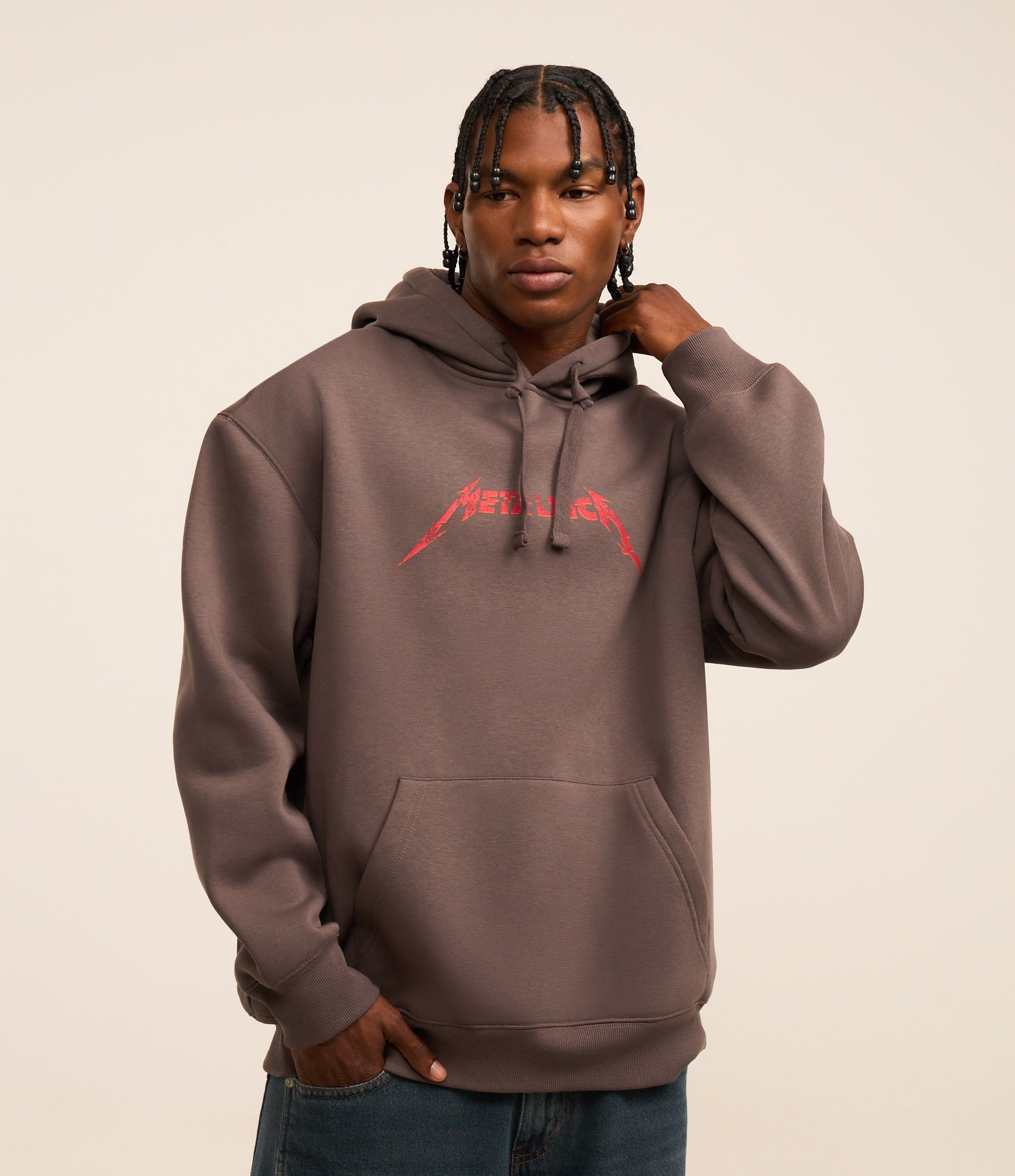 Casaco Relaxed em Fleece com Estampa da Banda Metallica Cinza 1