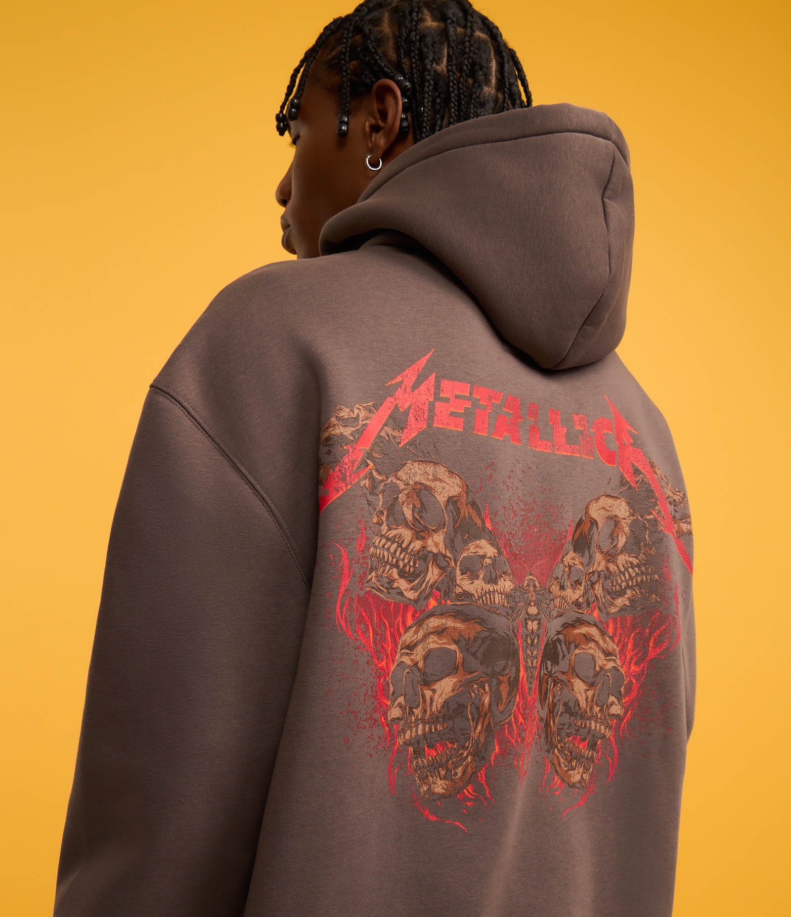 Casaco Relaxed em Fleece com Estampa da Banda Metallica Cinza 2