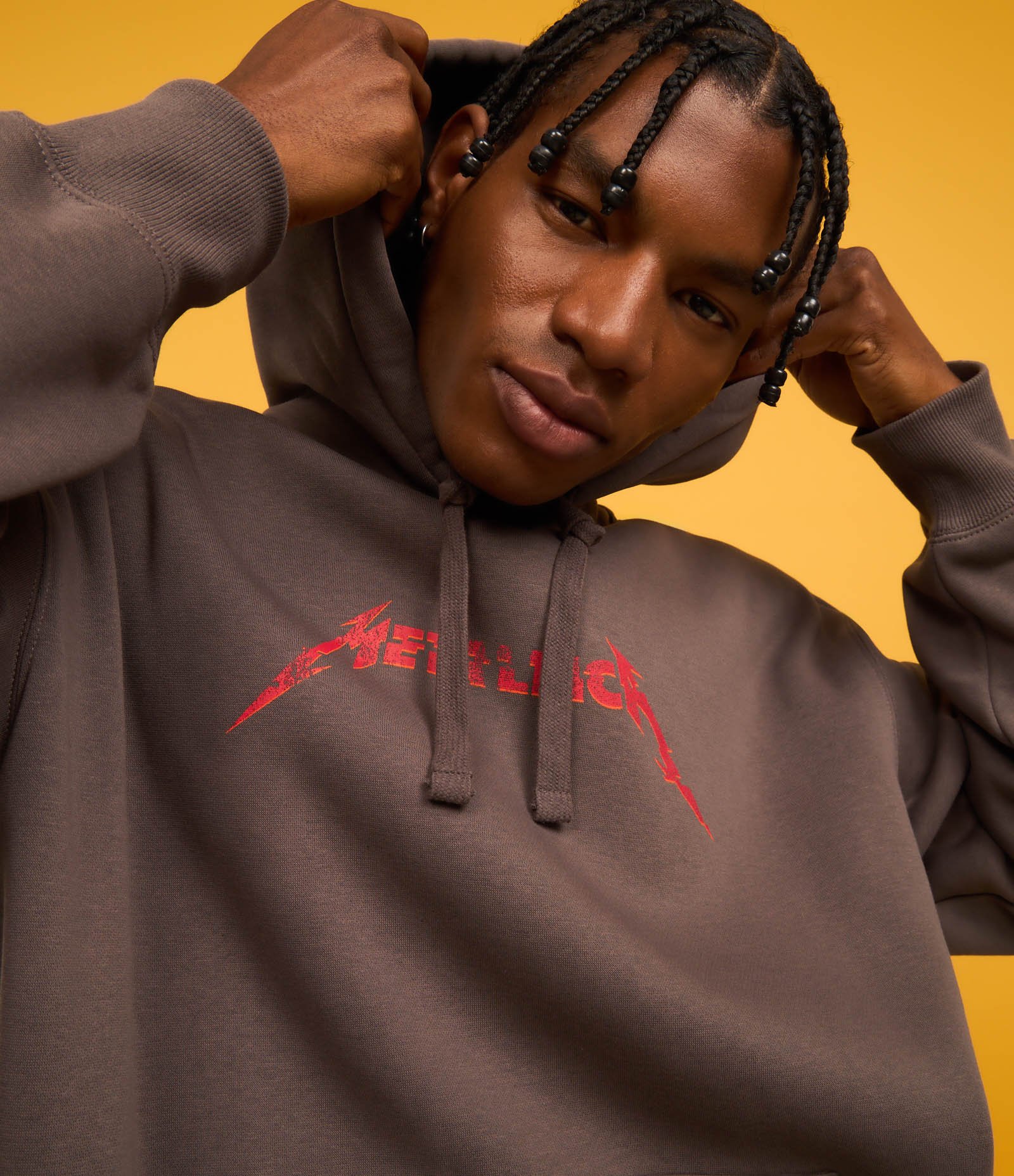 Casaco Relaxed em Fleece com Estampa da Banda Metallica Cinza 5