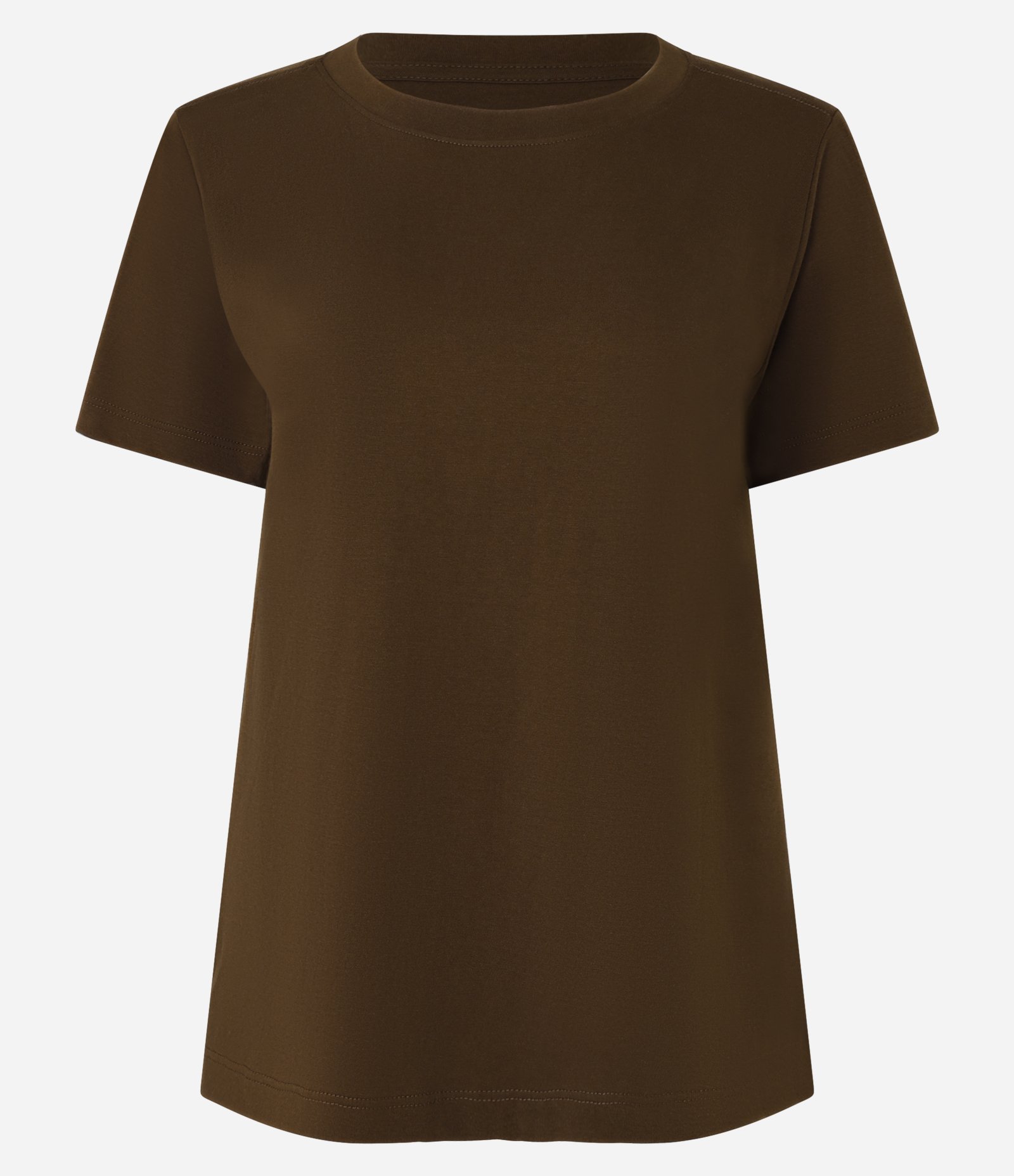 Camiseta Básica em Algodão com Manga Curta Marrom 4