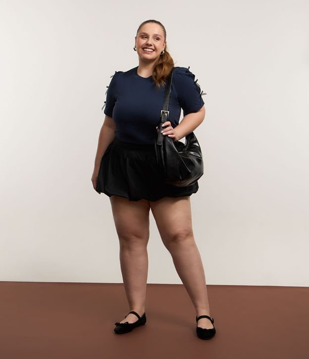 Blusa T-shirt com Laços nas Mangas Curve & Plus Size