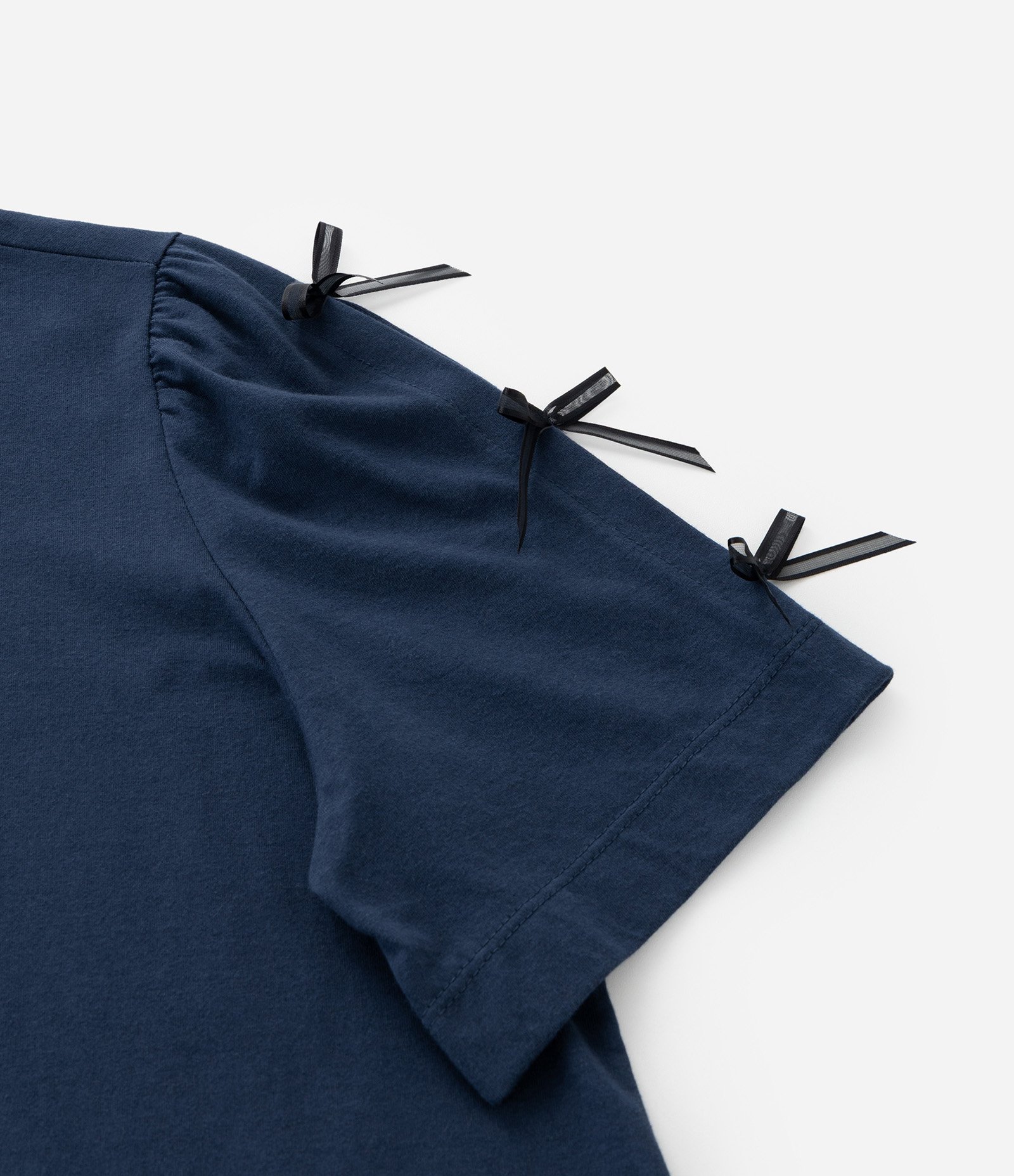 Blusa T-shirt com Laços nas Mangas Curve & Plus Size Azul 7