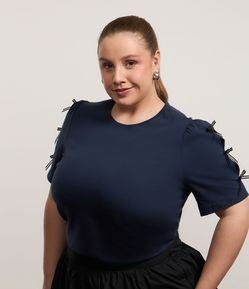 Blusa T-shirt com Laços nas Mangas Curve & Plus Size