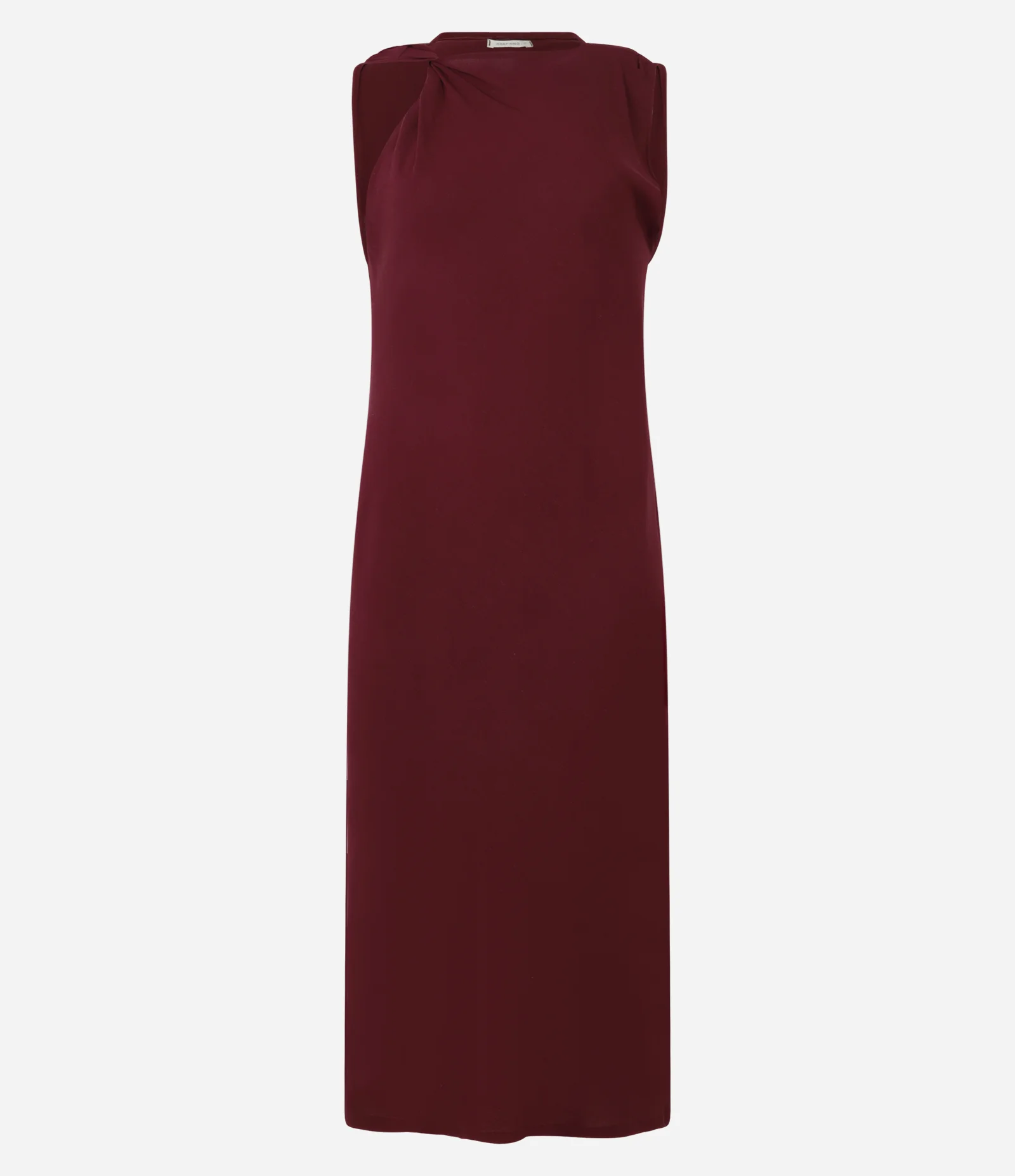 Vestido Midi em Viscolinho com Ombro Torcido Vermelho 1