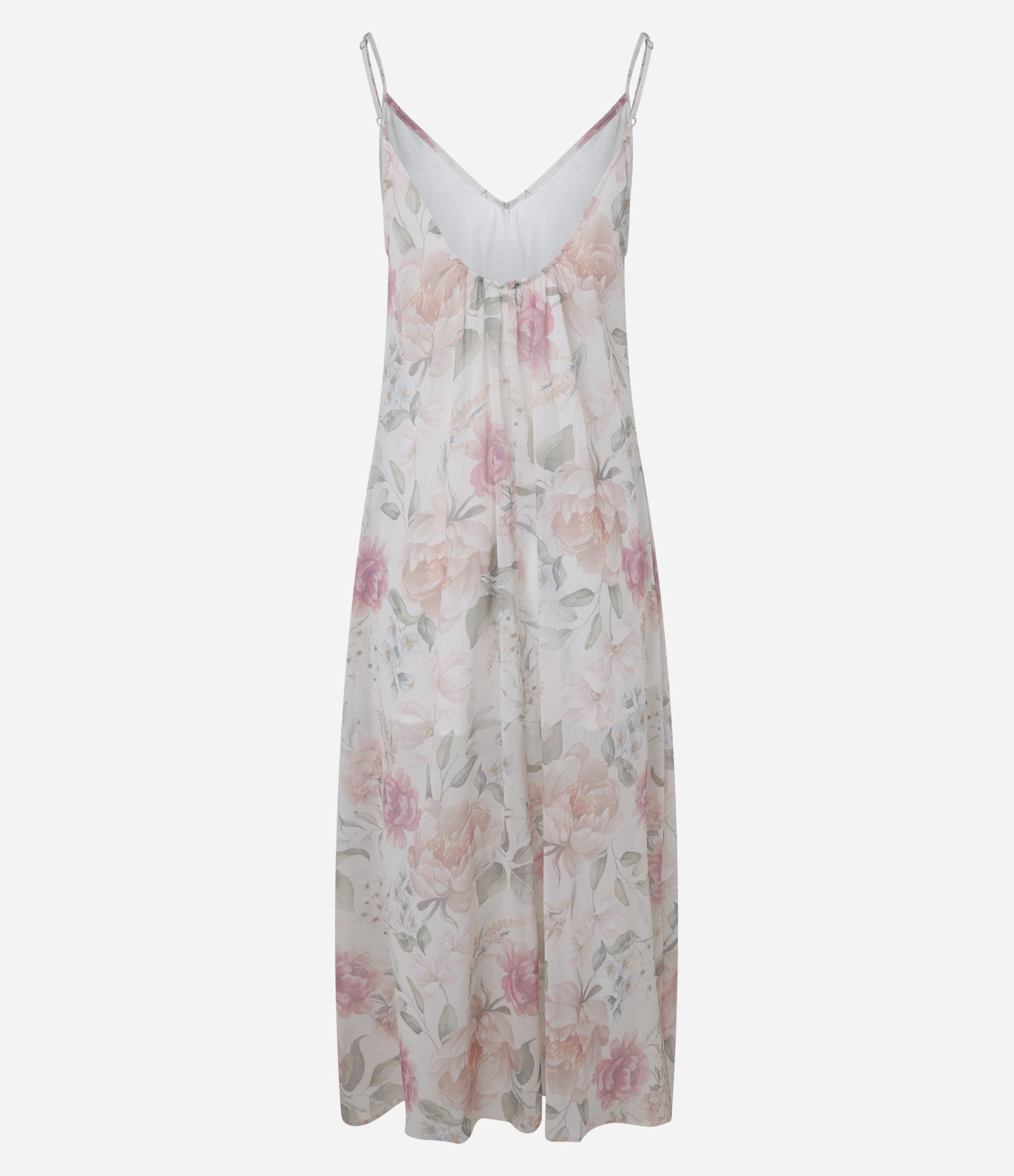 Vestido Midi com Decote em V e Estampa Floral Off White/Rosa/Verde 10
