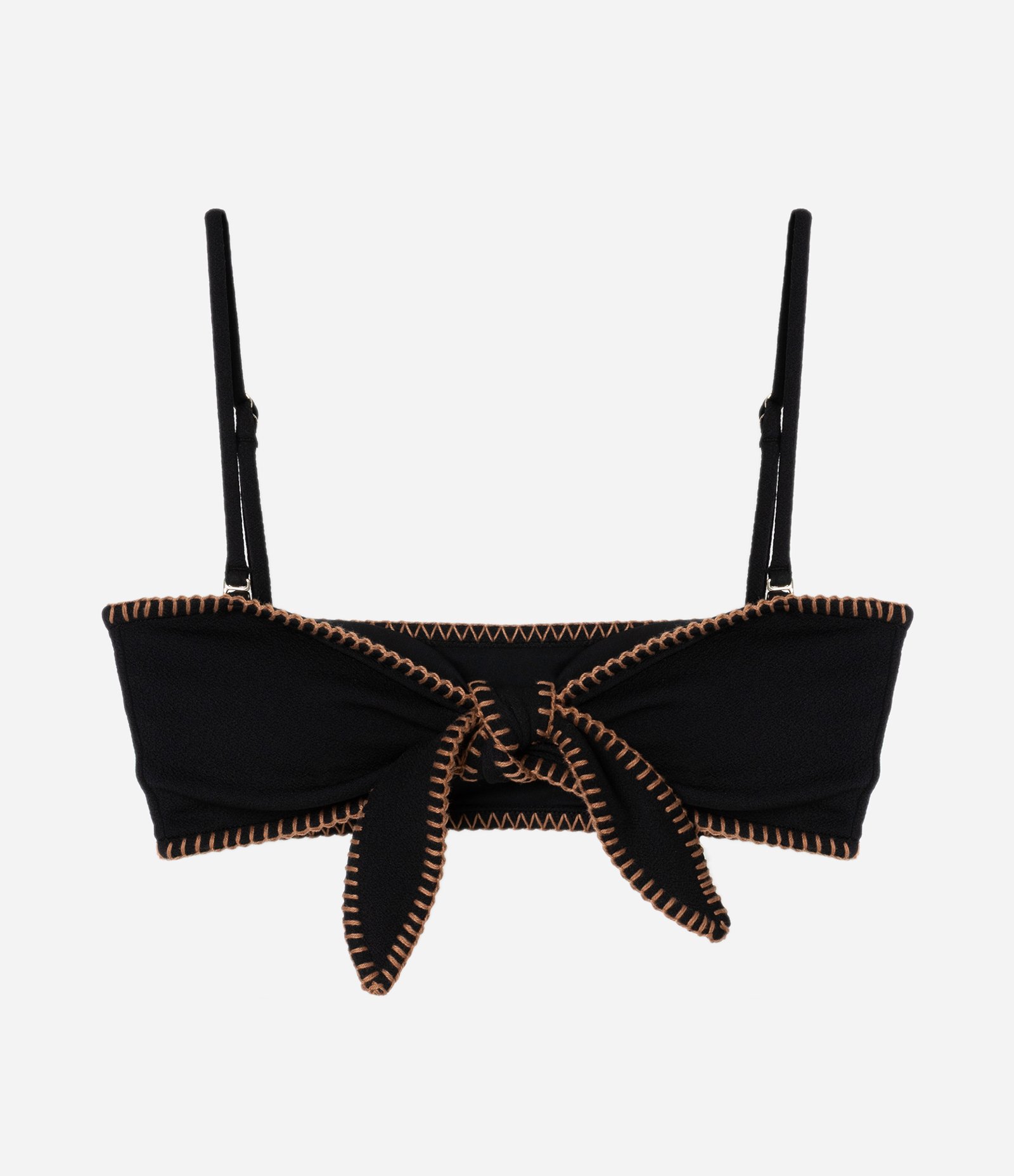 Biquini Top Bandeau em Microfibra com Pesponto Contrastante Texturizado Preto 4