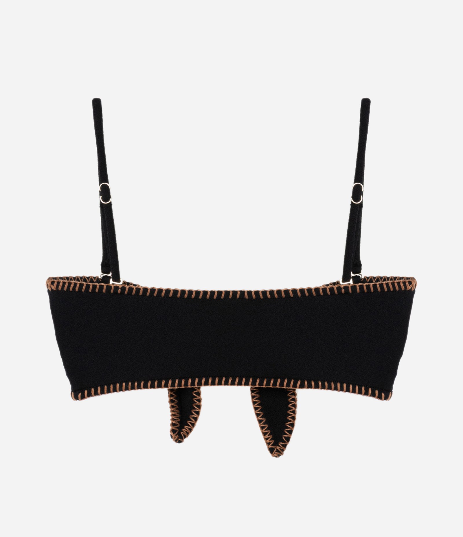 Biquini Top Bandeau em Microfibra com Pesponto Contrastante Texturizado Preto 5