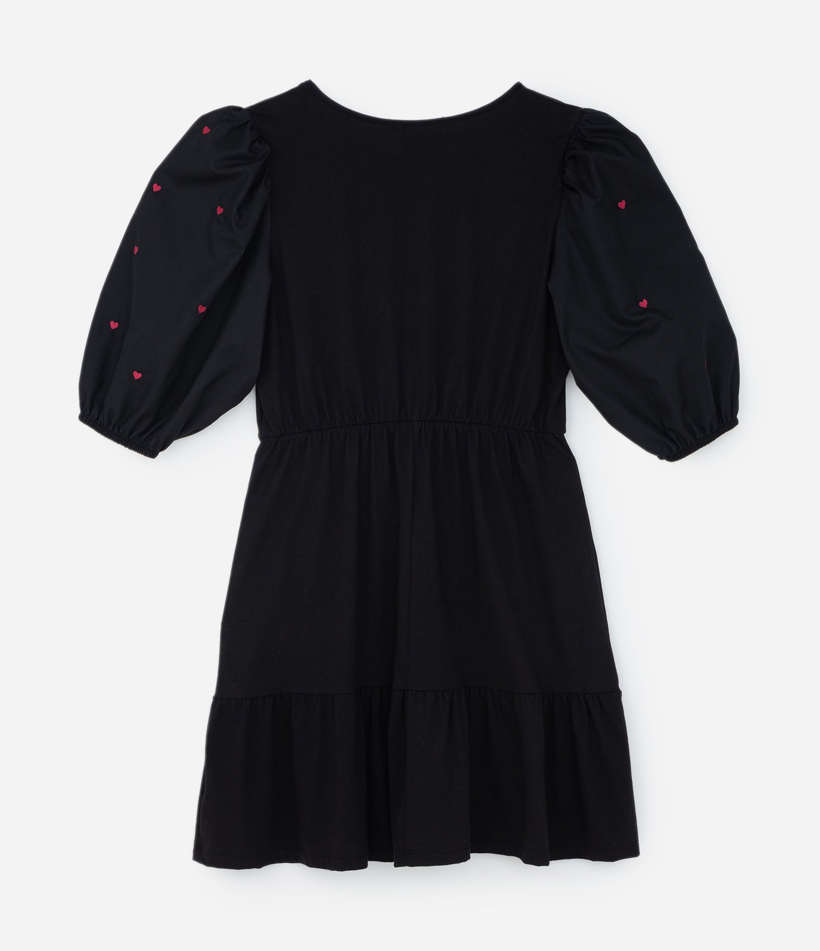Vestido Curto Manga 3/4 com Corações Curve & Plus Size Preto 5