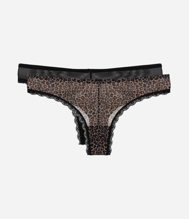 Kit 02 Calcinhas Biquíni Fio Duplo em Tule Animal Print