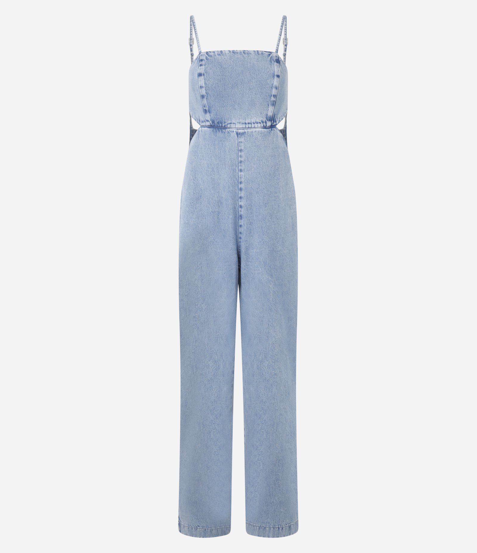 Macacão Longo em Jeans com Abertura e Amarração nas Costas Azul 5