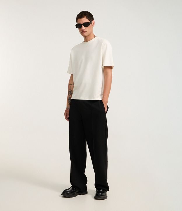 Calça em Alfaiataria com Cós Elástico e Cordão