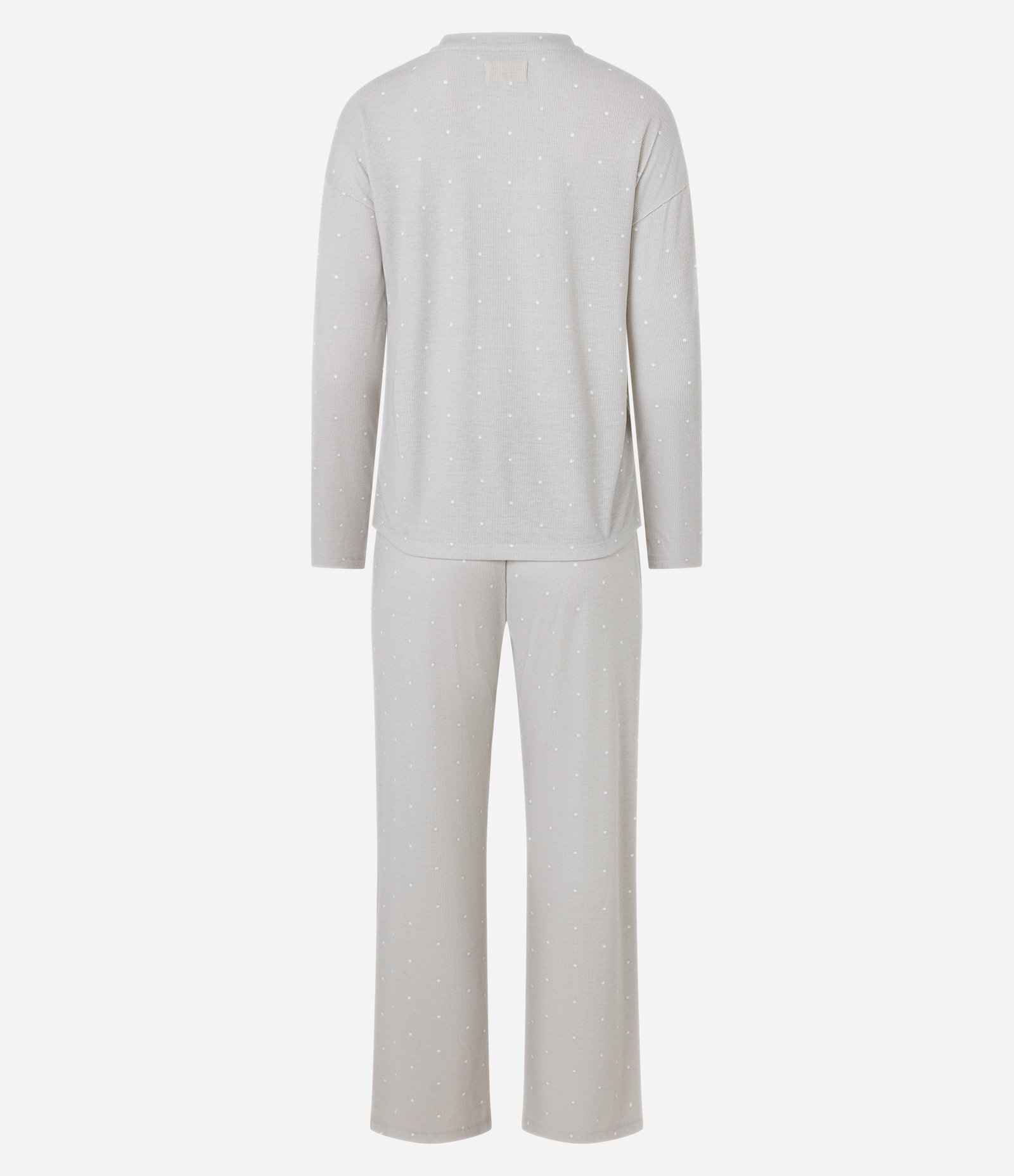 Pijama Longo em Ribana com Gola V Cinza 4