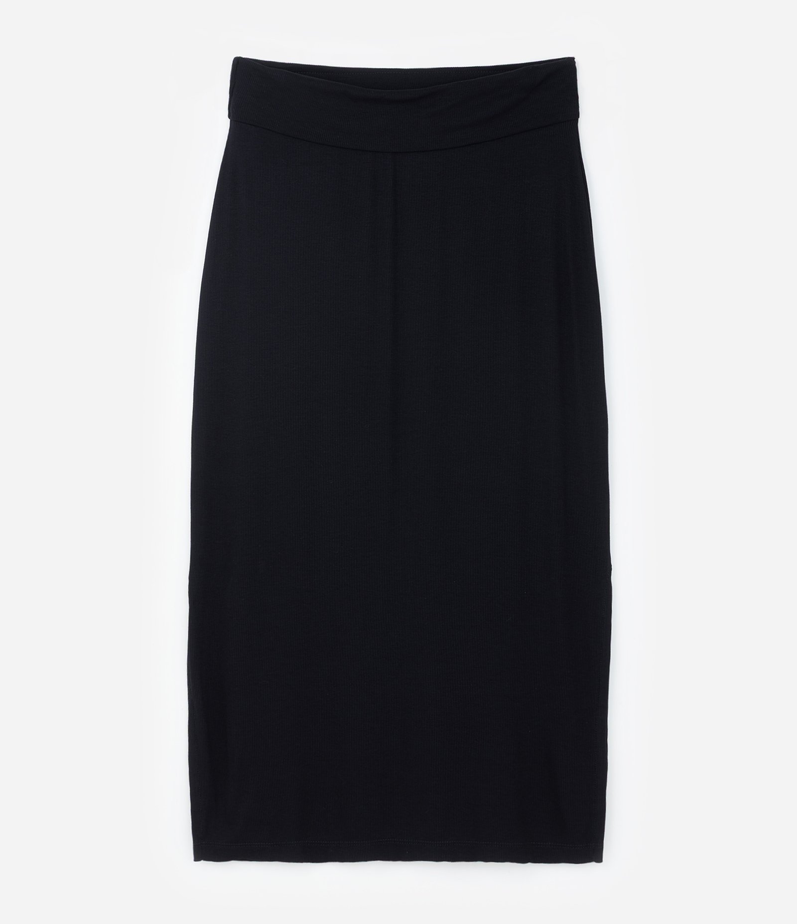 Saia Midi em Ribana com Fenda Lateral Curve & Plus Size Preto 5