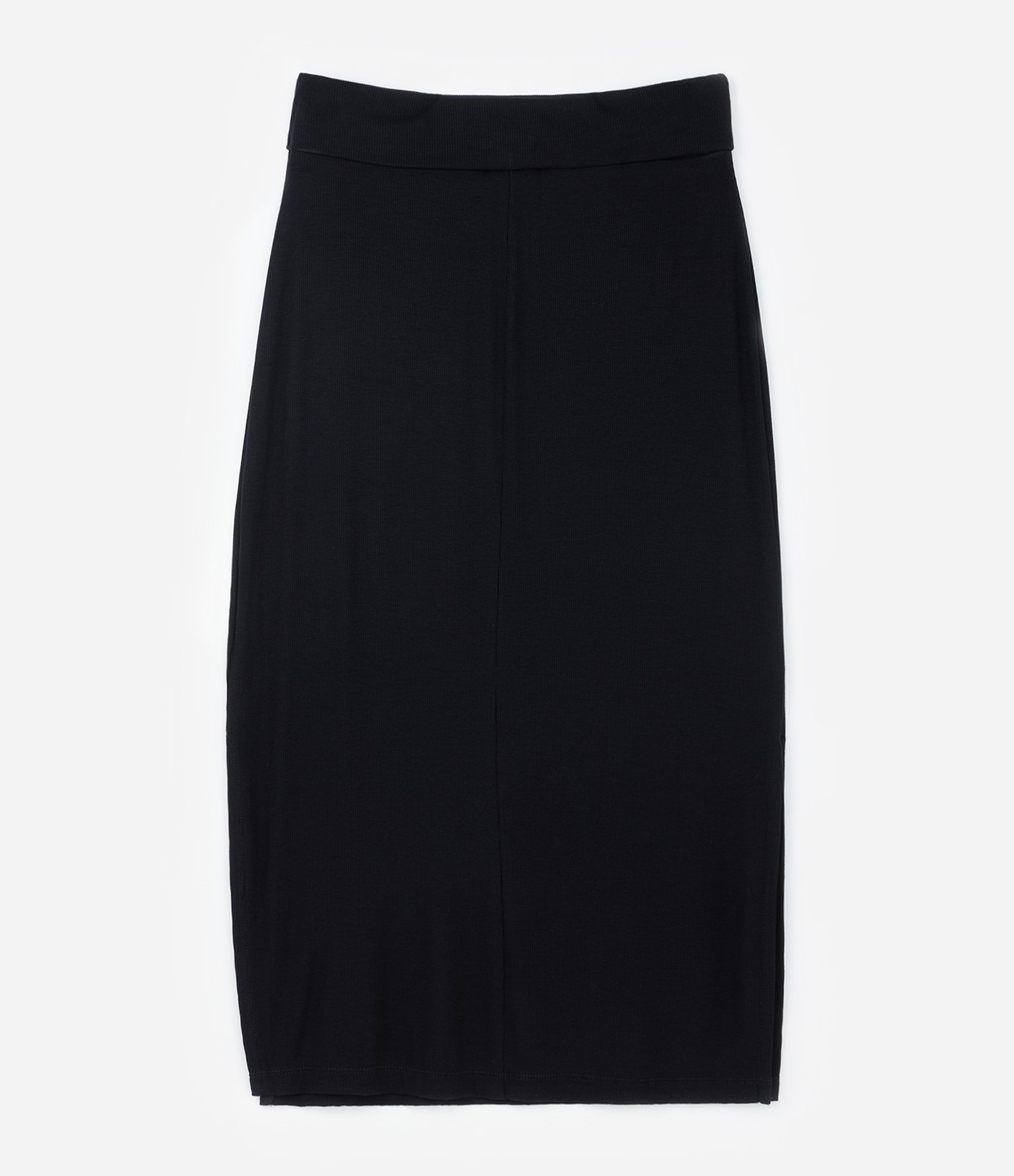 Saia Midi em Ribana com Fenda Lateral Curve & Plus Size Preto 6