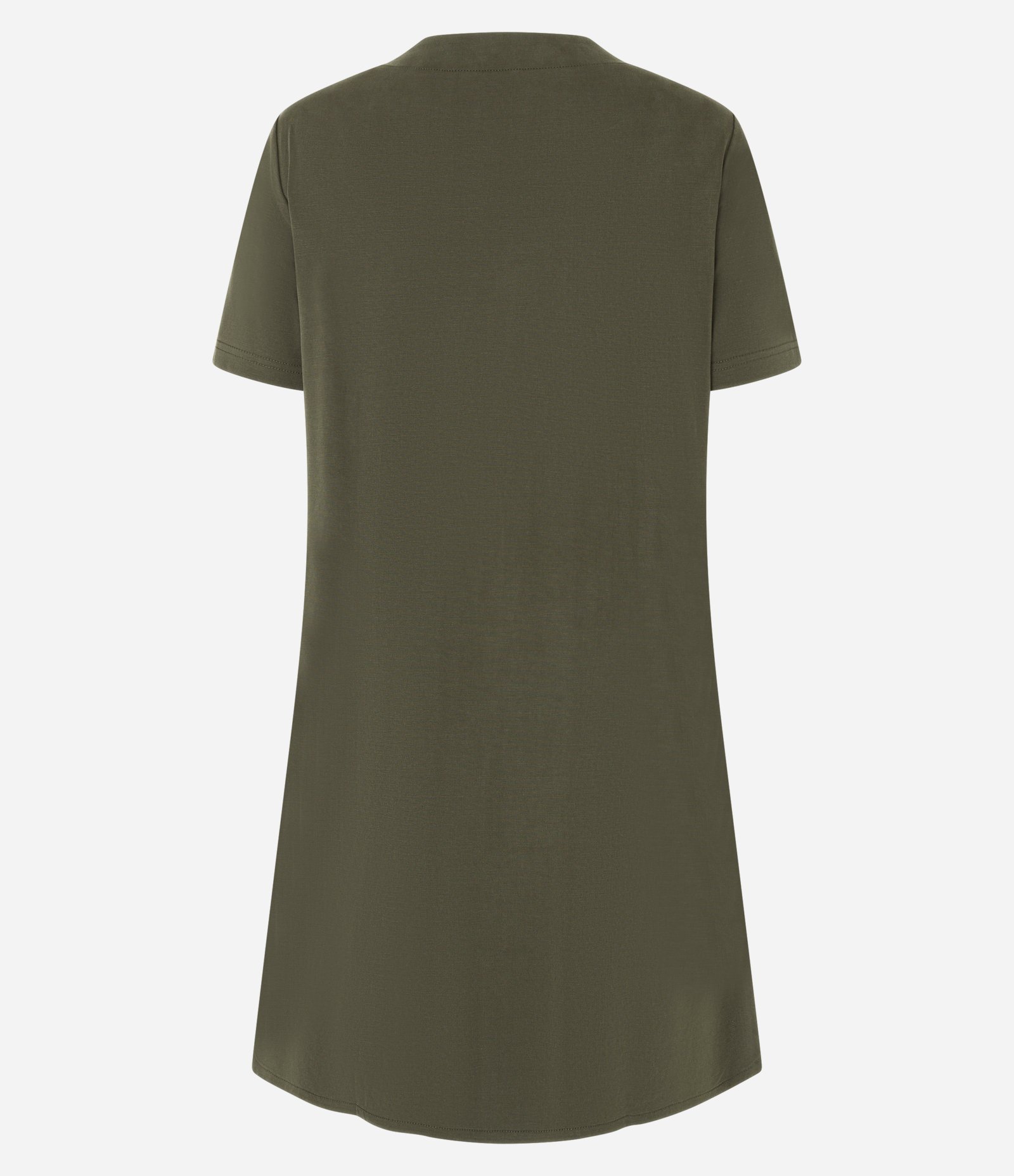 Vestido T-shirt Curto em Viscose com Bolsos Laterais Verde Militar 6