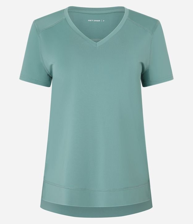 Camiseta Esportiva em Microfibra Furadinha com Barra Mullet