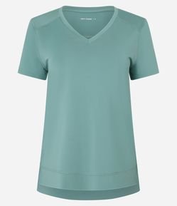 Camiseta Esportiva em Microfibra Furadinha com Barra Mullet